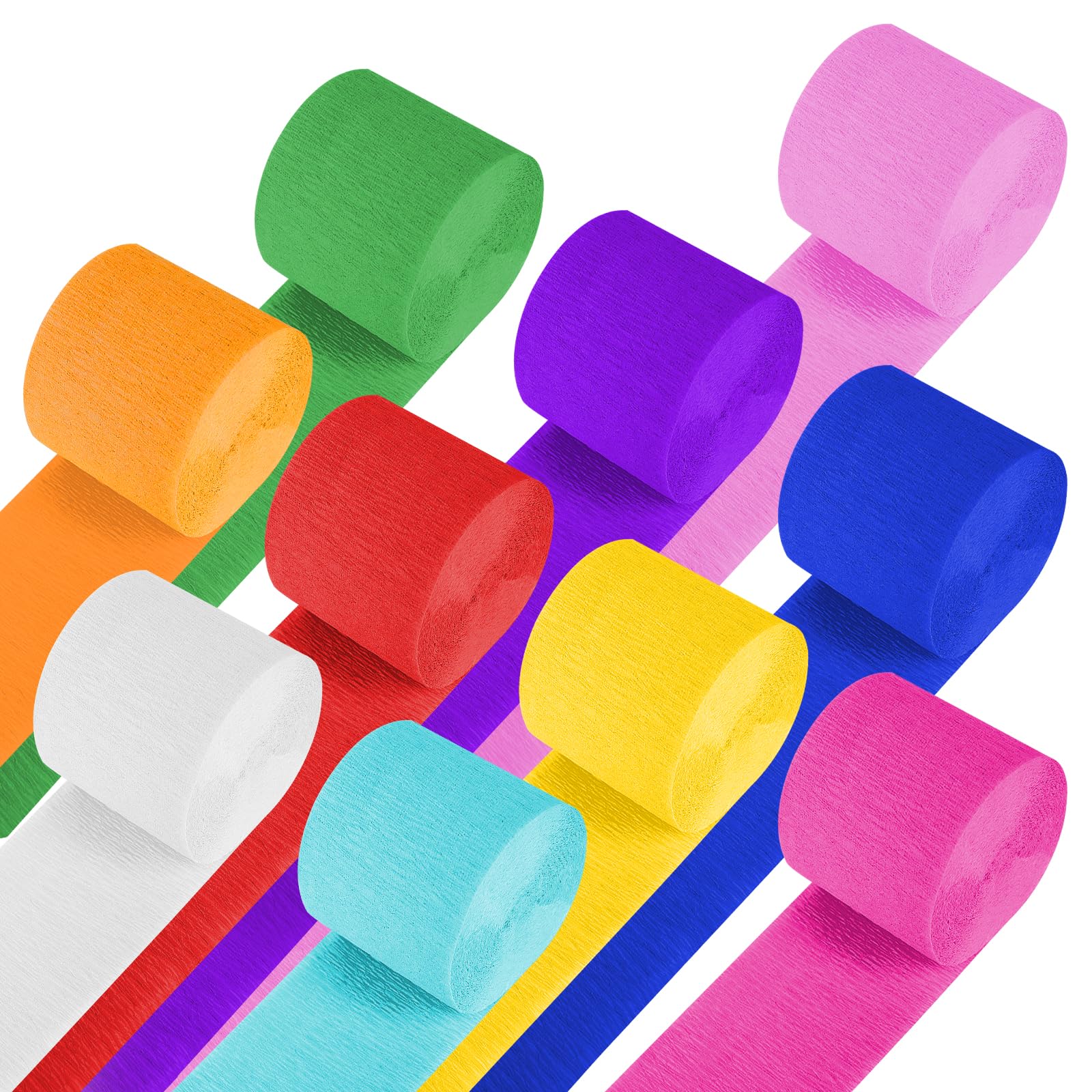 MOXYOY Crepe Paper - 10 Rolls Hanging Rainbow Streamers | 3.5cm x 10m Each | Vibrant & Durable 1