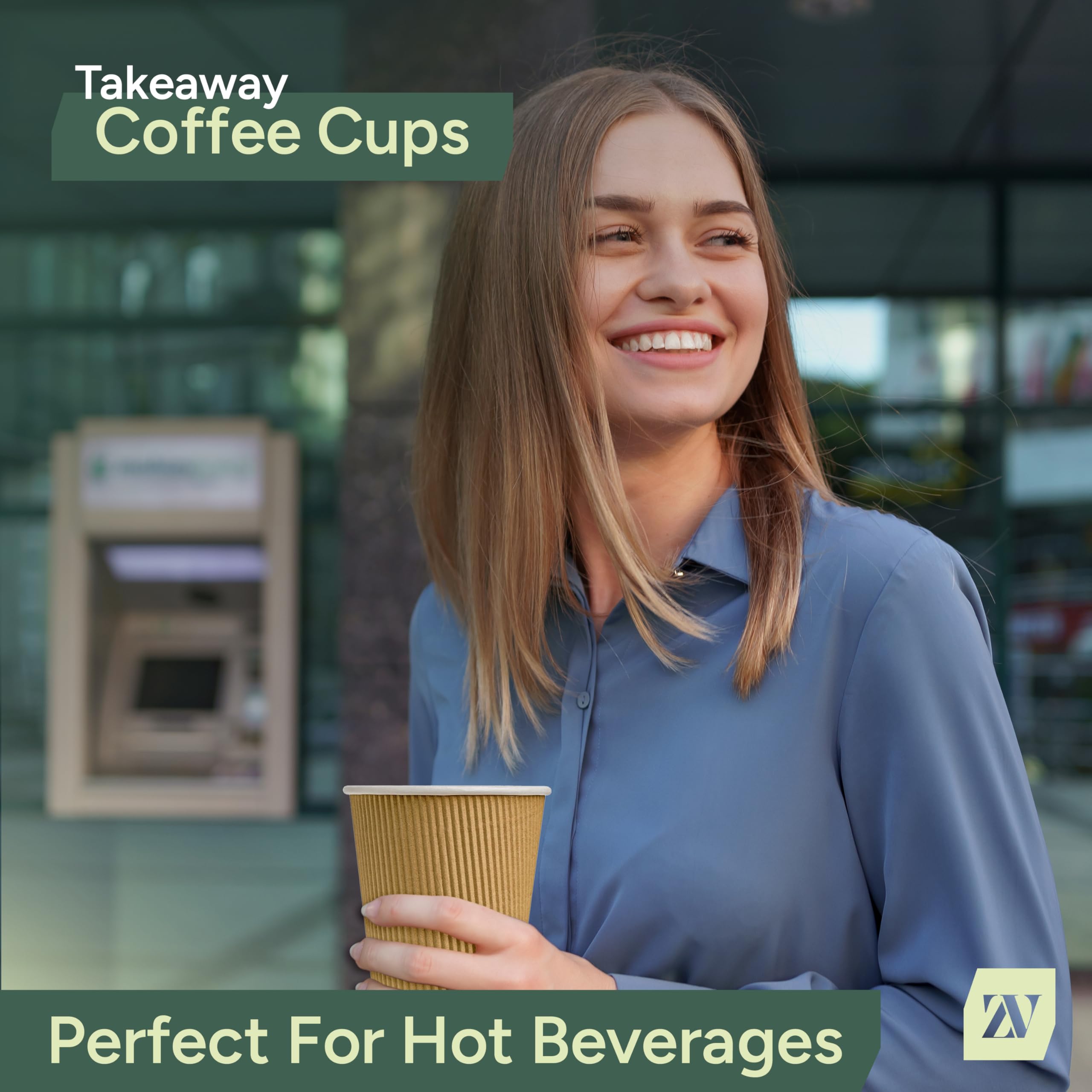 Zuvo Ripple Takeaway Paper Coffee Cups - Heavy-Duty, Double-Walled | 30 Count, 8 OZ 7