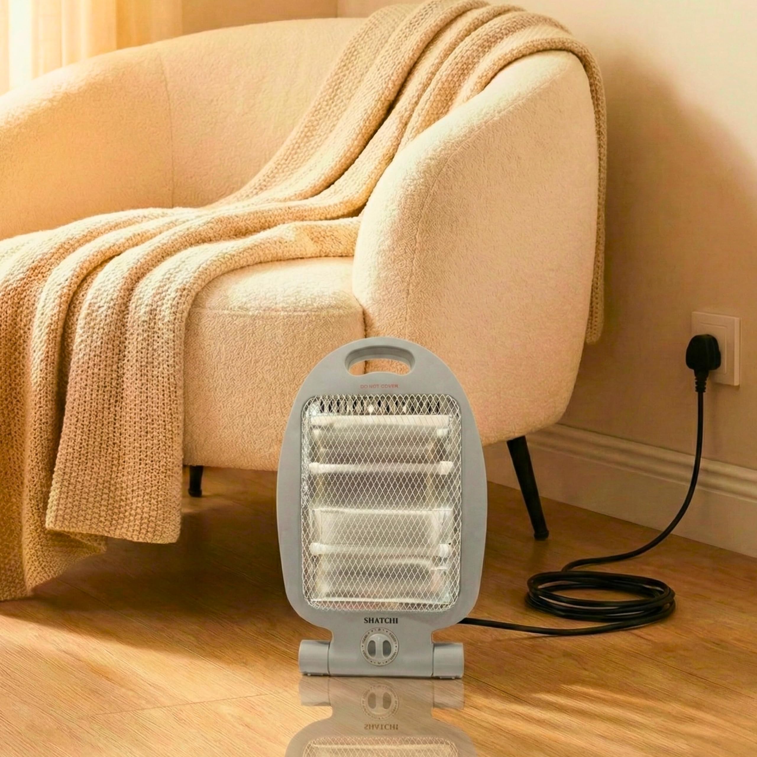 SHATCHI 800W Halogen Heater - Portable Quartz with 2 Heat Settings (400W/800W) | White Quartz 4