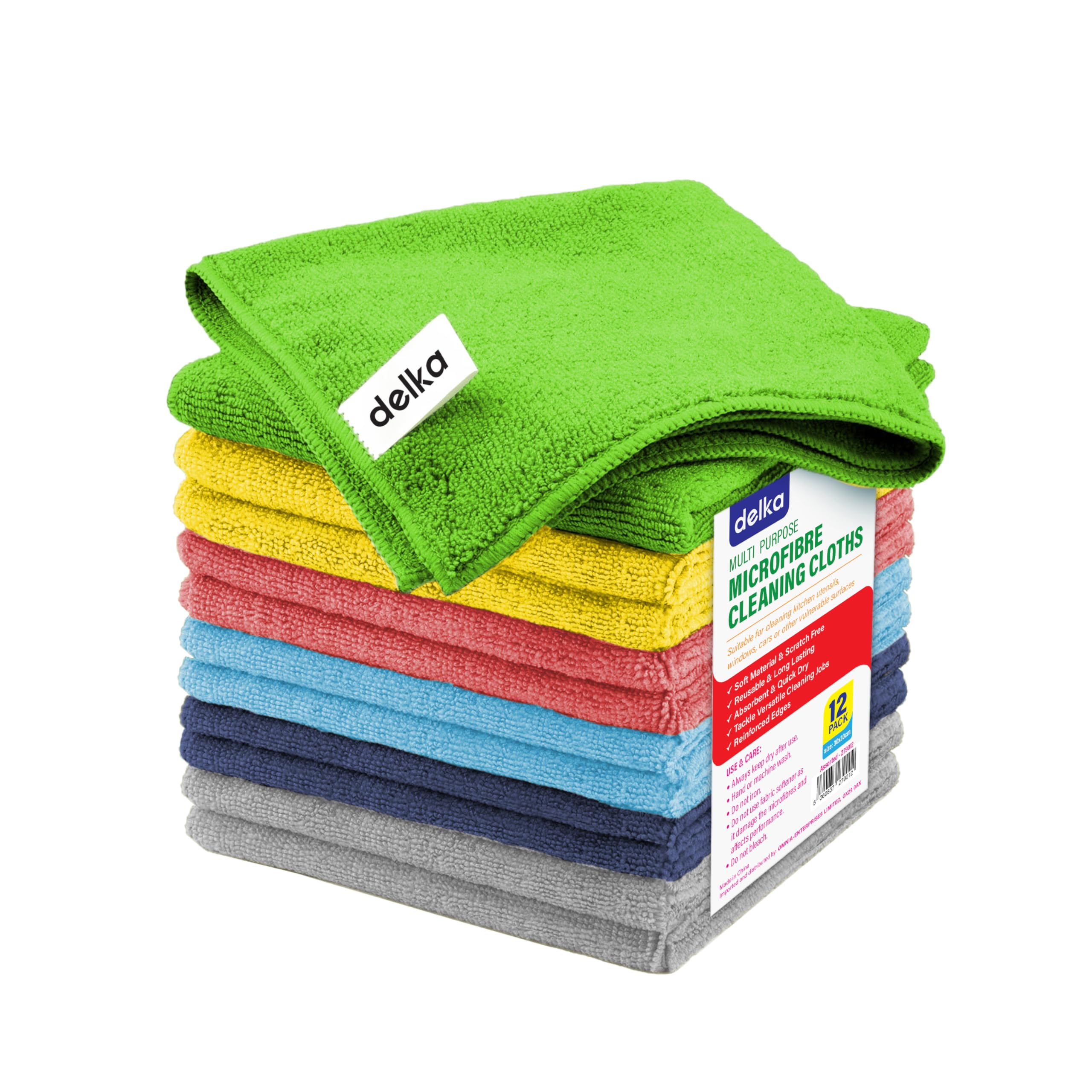 delka Microfibre Cleaning Cloths - 12 Pack | Ultra Soft, Streak-Free Finish | 300x300mm 1