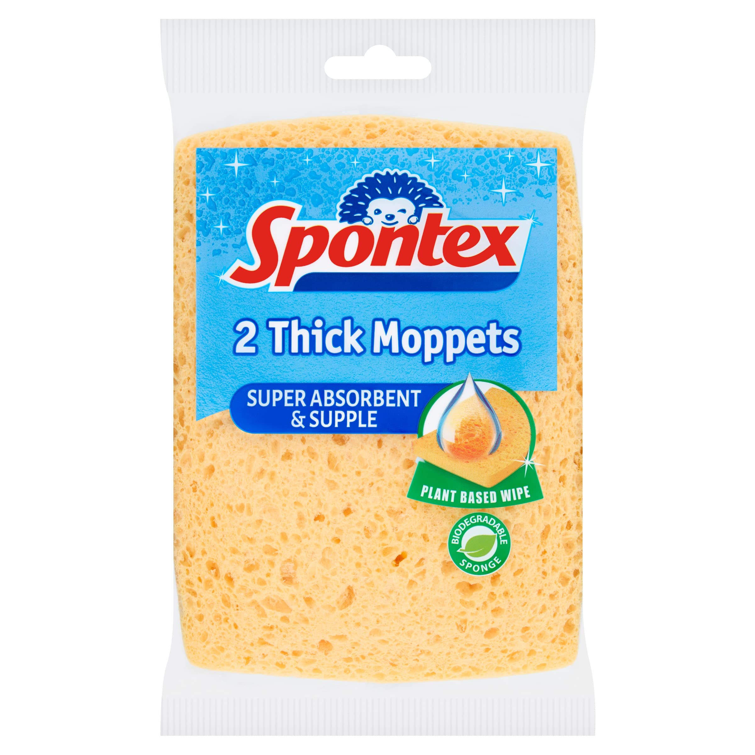 Spontex Thick Moppets - Super Absorbent & Flexible Sponge Wipes | Pack of 2 1