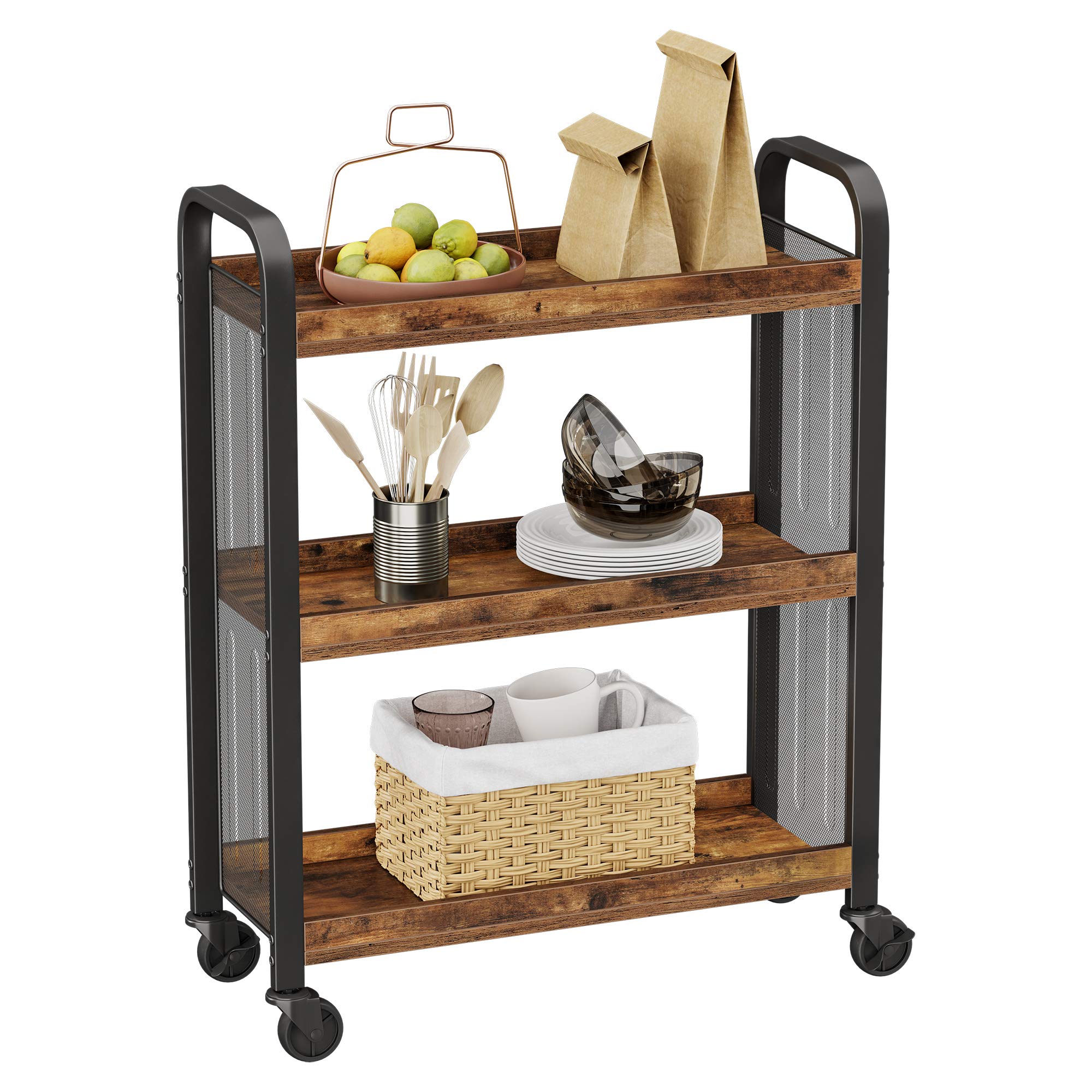 VASAGLE DAINTREE Kitchen Trolley - 3 Shelves, Rustic Brown | 66 x 26 x 85 cm 8