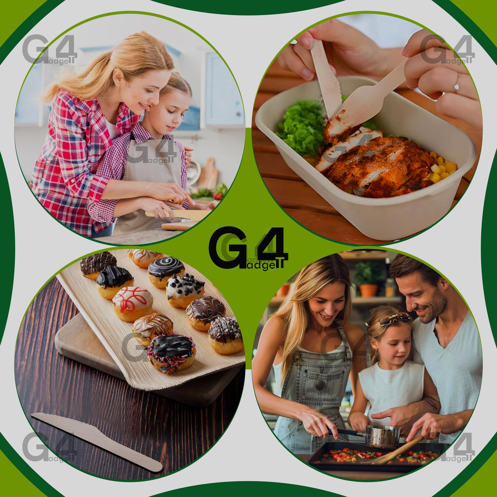 G4GADGET 100x Wooden Knives - Biodegradable Birch Wood Utensils for Events & Camping 6