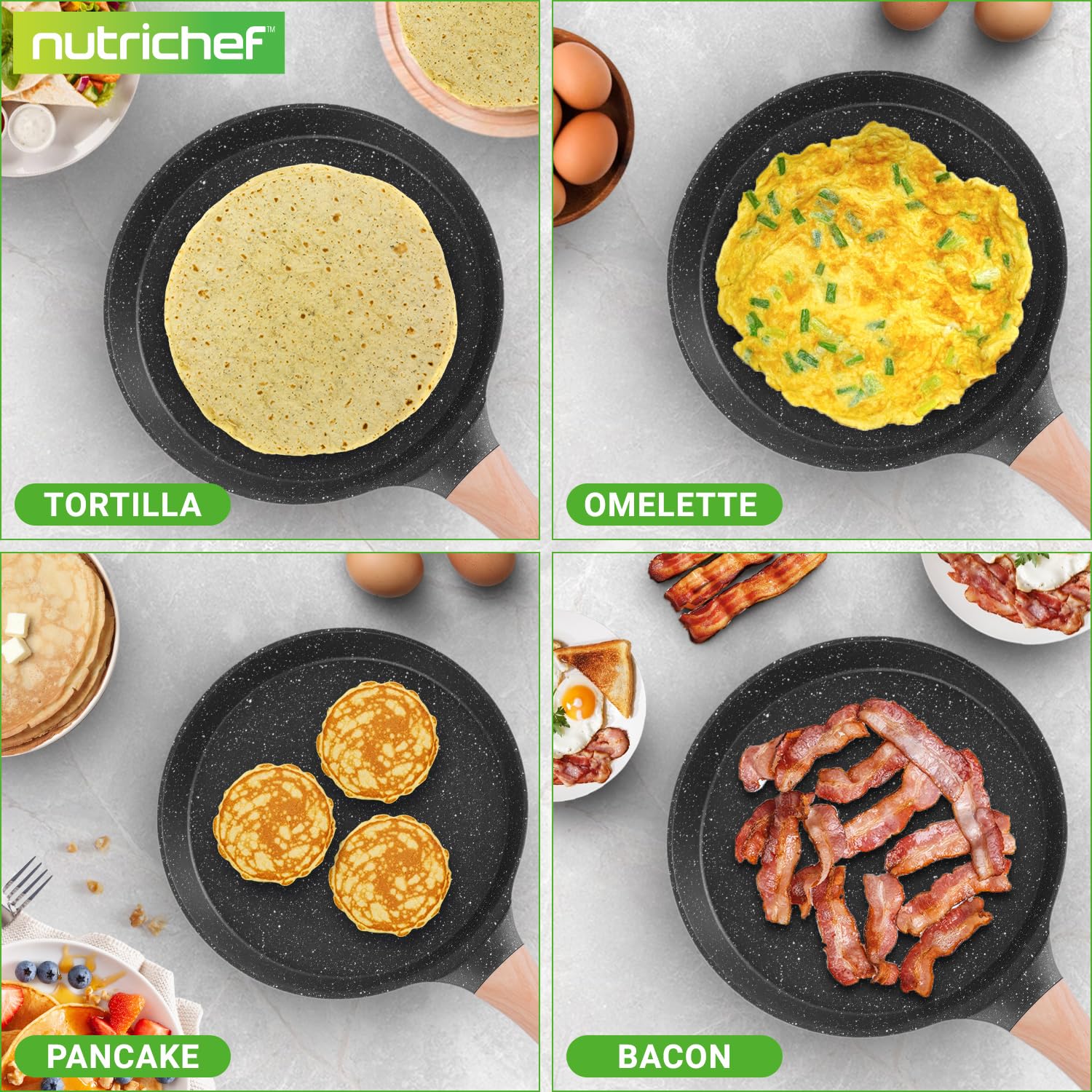 Nutrichef Non-Stick Crepe Pan 24cm Marble Coated with Wooden Spreader | Induction Base | PFOA/PFOS Free 3