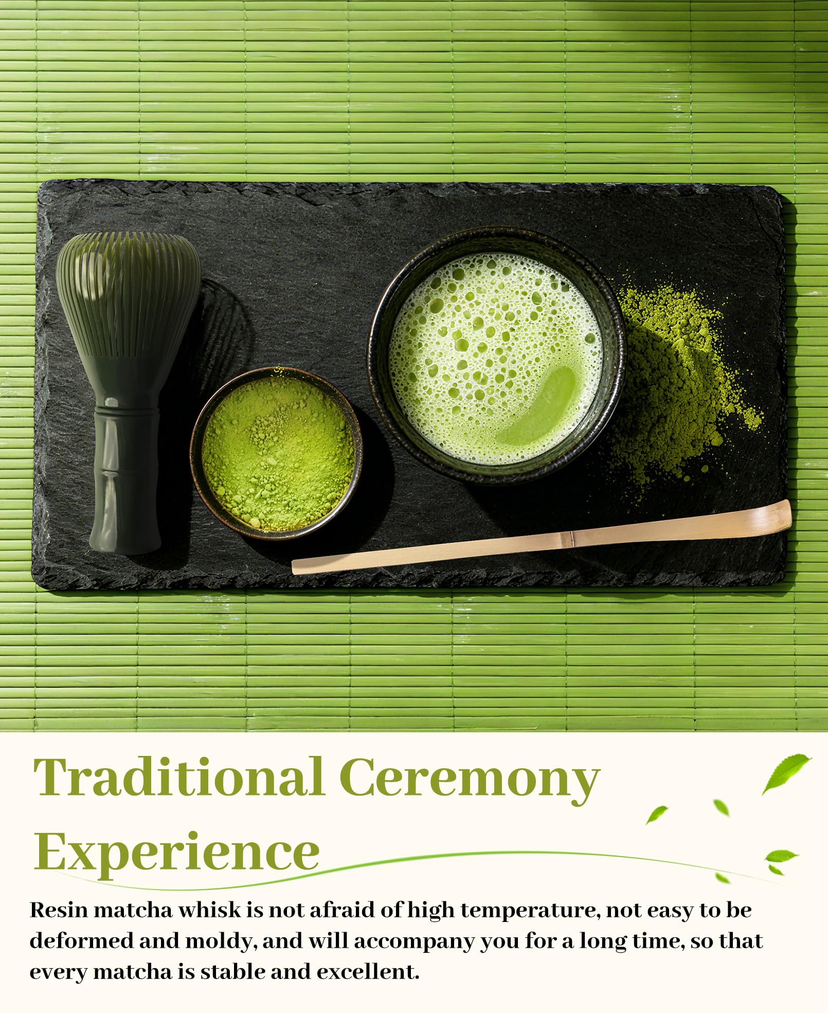 Admygo Premium Green Resin Matcha Whisk - Traditional Japanese Chasen for Authentic Preparation 6