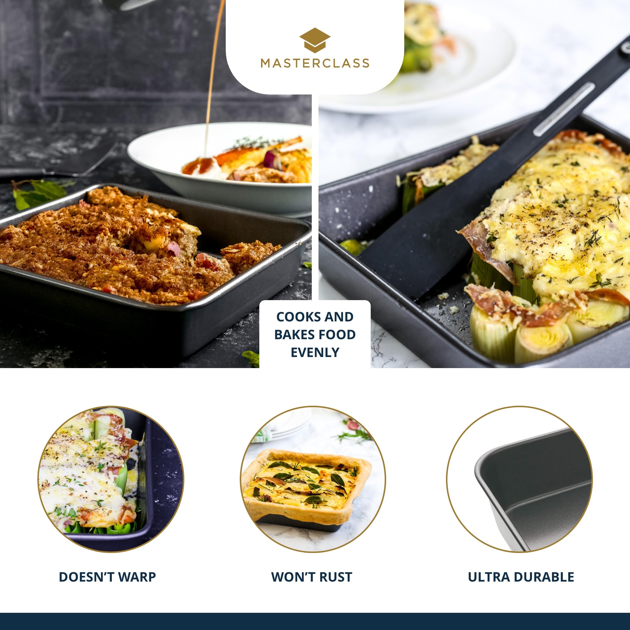 MasterClass Carbon Steel Deep Roasting Pan - Non-Stick | 39 x 28 cm | Grey 4