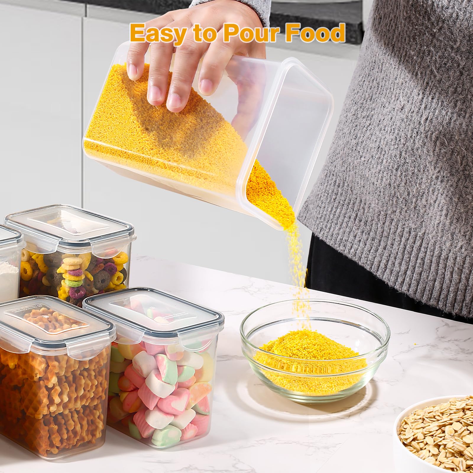 YASHE Airtight Food Storage Containers Set of 16, Plastic, BPA Free, Stackable for Kitchen & Pantry Organization 7