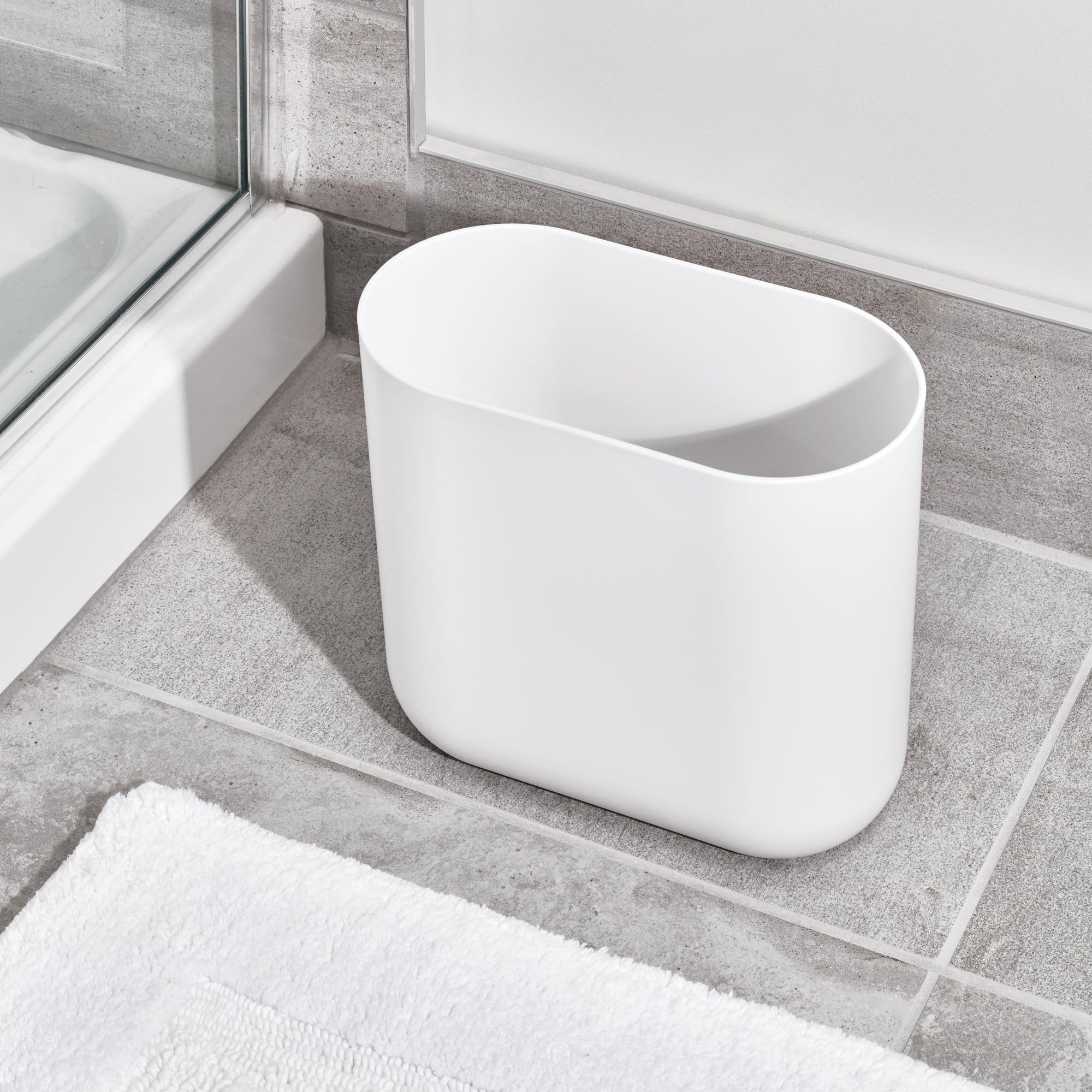 InterDesign Compact Plastic Bathroom Bin - White | Slim Oval Design | 26.8 cm x 14.0 cm x 24.8 cm 7