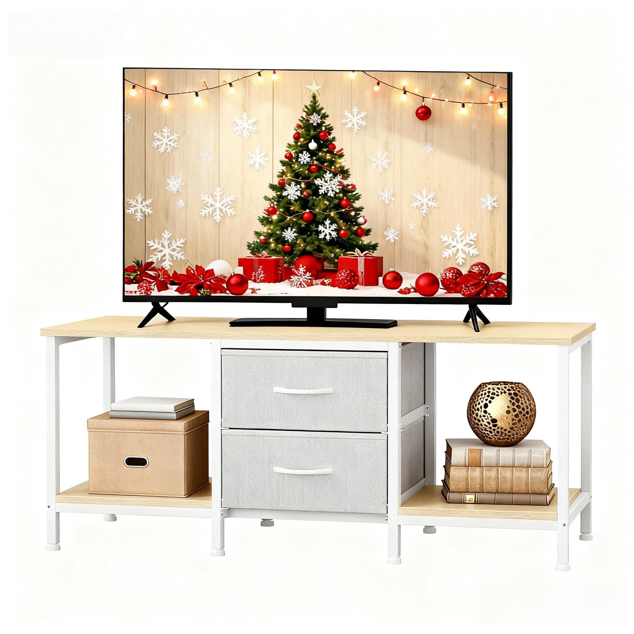 YITAHOME TV Stand for Up to 47 Inch TV | 110cm Length | 2 Fabric Drawers 1