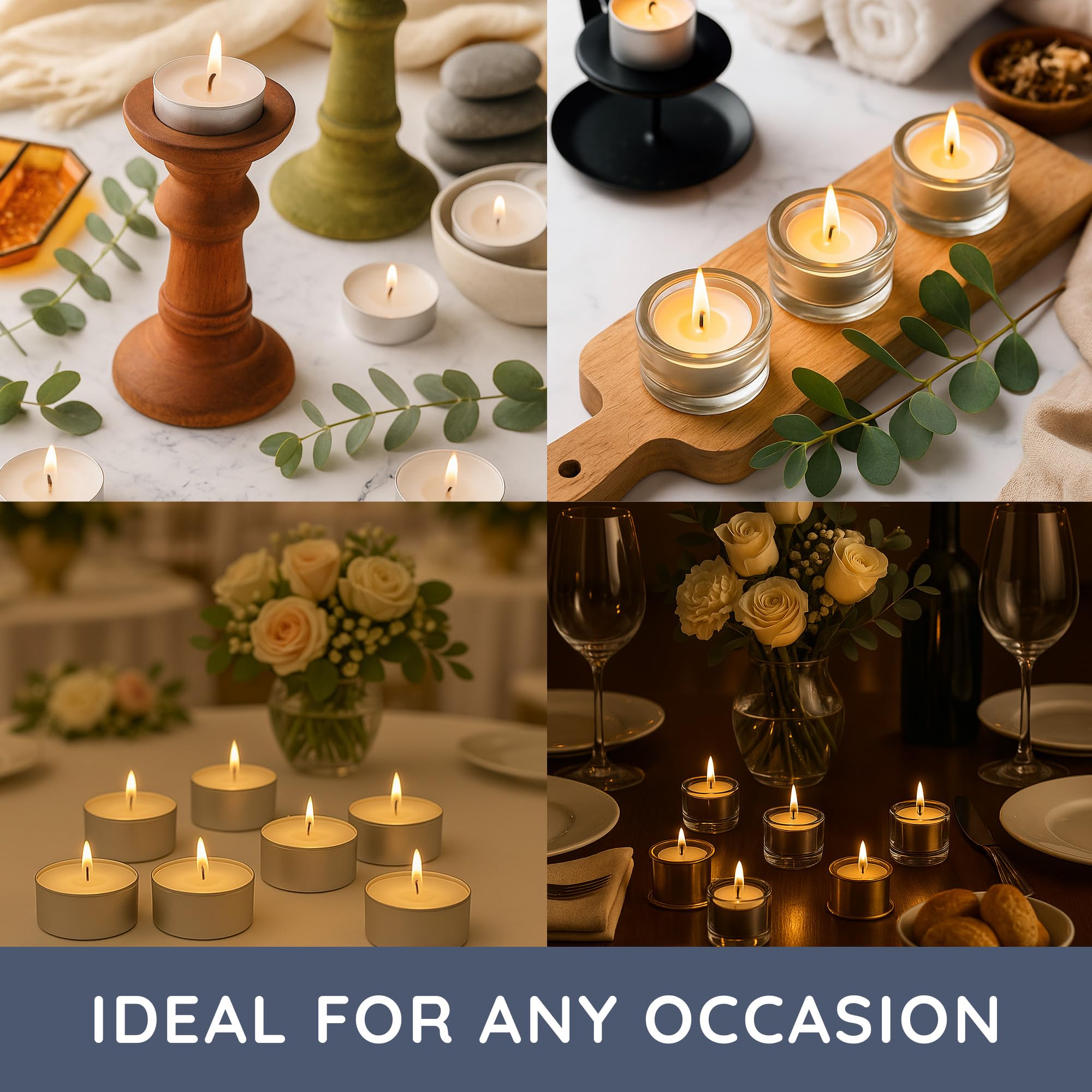 CUQOO Unscented Tealight Candles - 8 Hour Burn Time | 50 Pack | Plant-based Wax 5