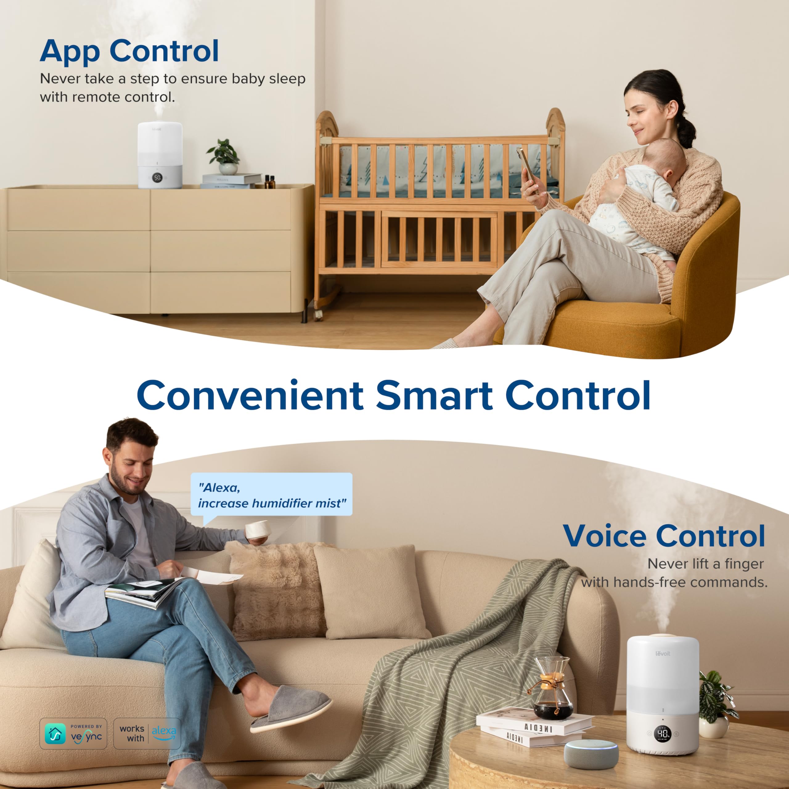 Levoit Smart Cool Mist Top Fill Humidifier with Sensor | 3L Capacity | Up to 25 Hr Run Time 3