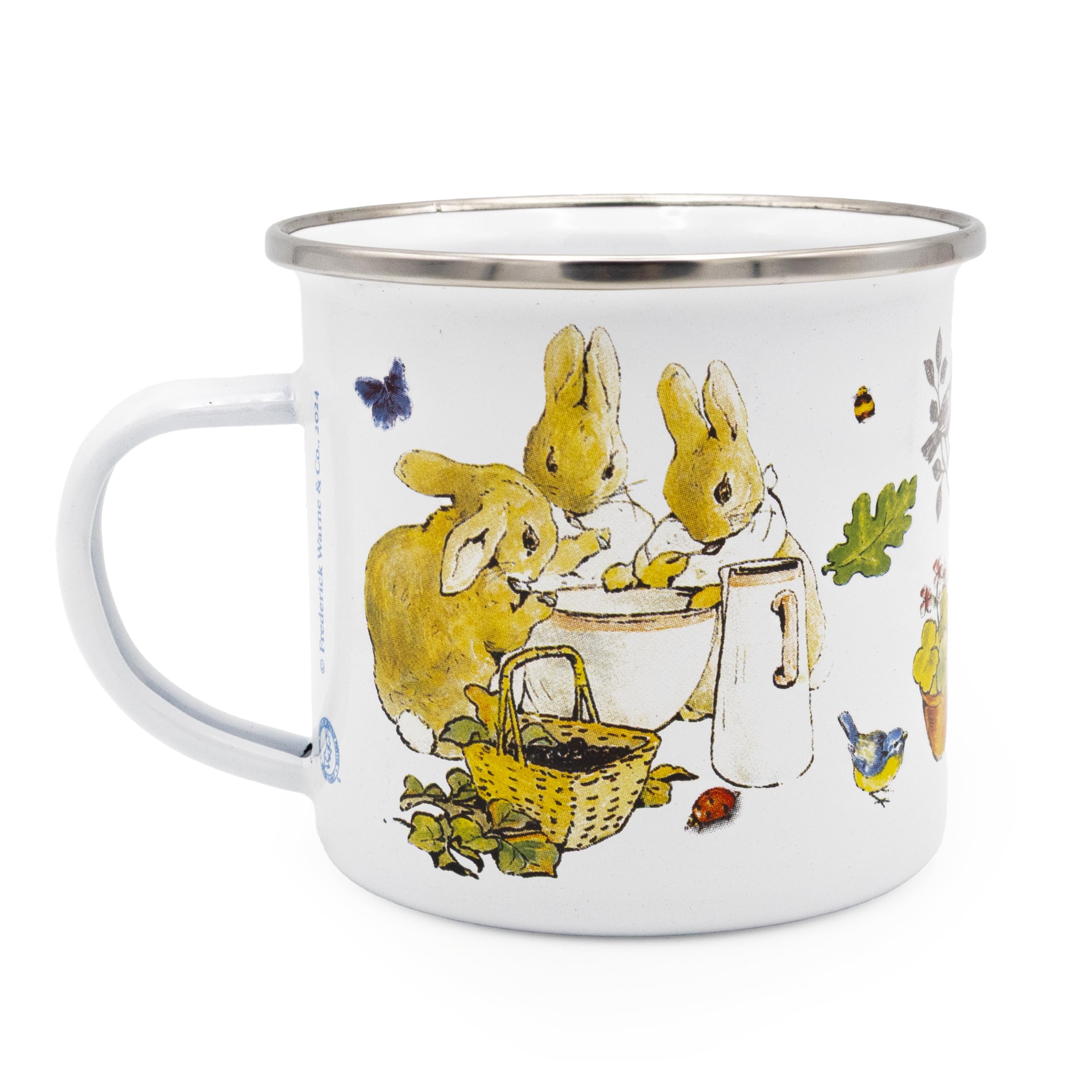 Robert Frederick Peter Rabbit Flopsy Bunnies Enamel Coffee Mug - White, Dishwasher Safe 1