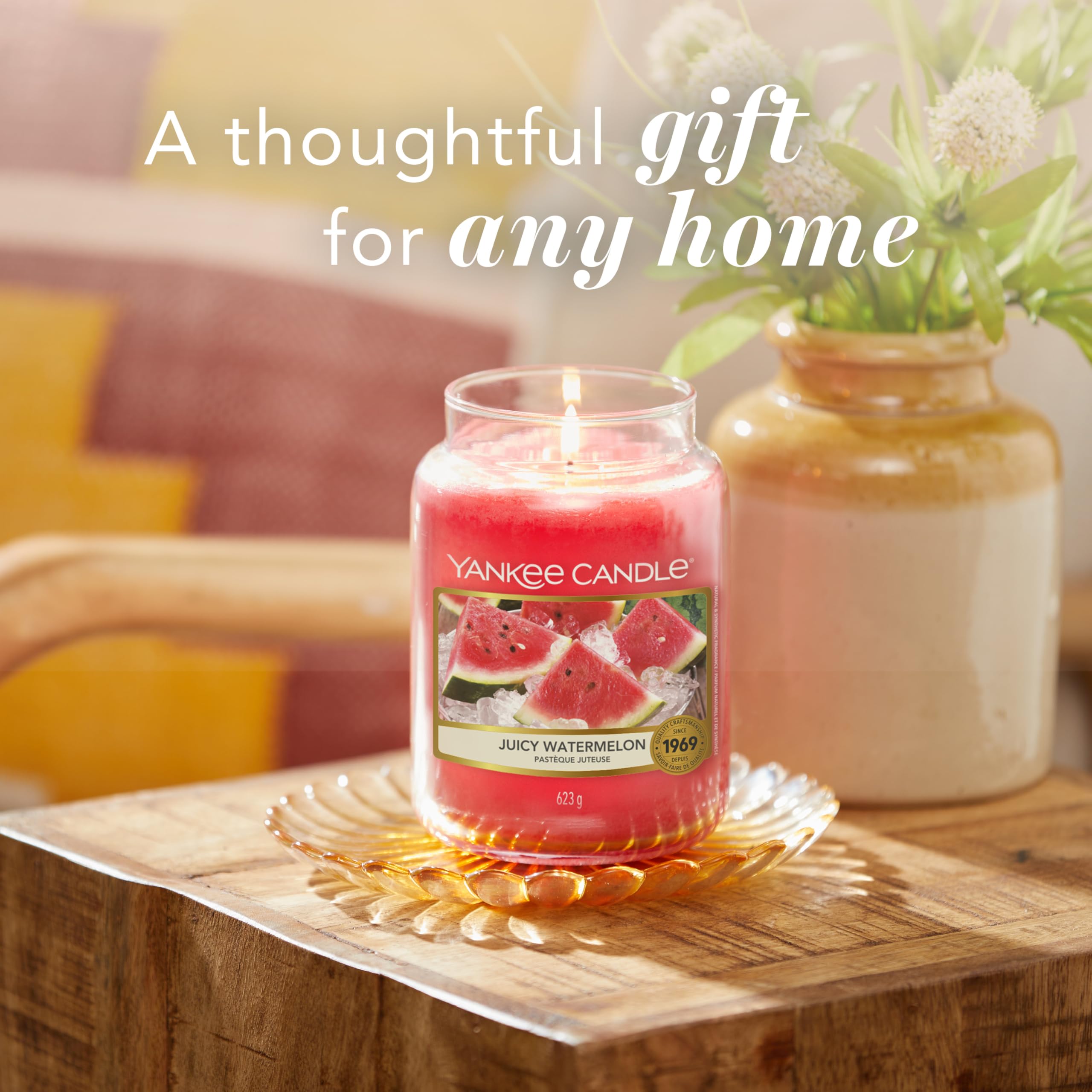 Yankee Candle Scented Candle - Juicy Watermelon Large Jar | Up to 150 Hours Burn Time | 623g 6
