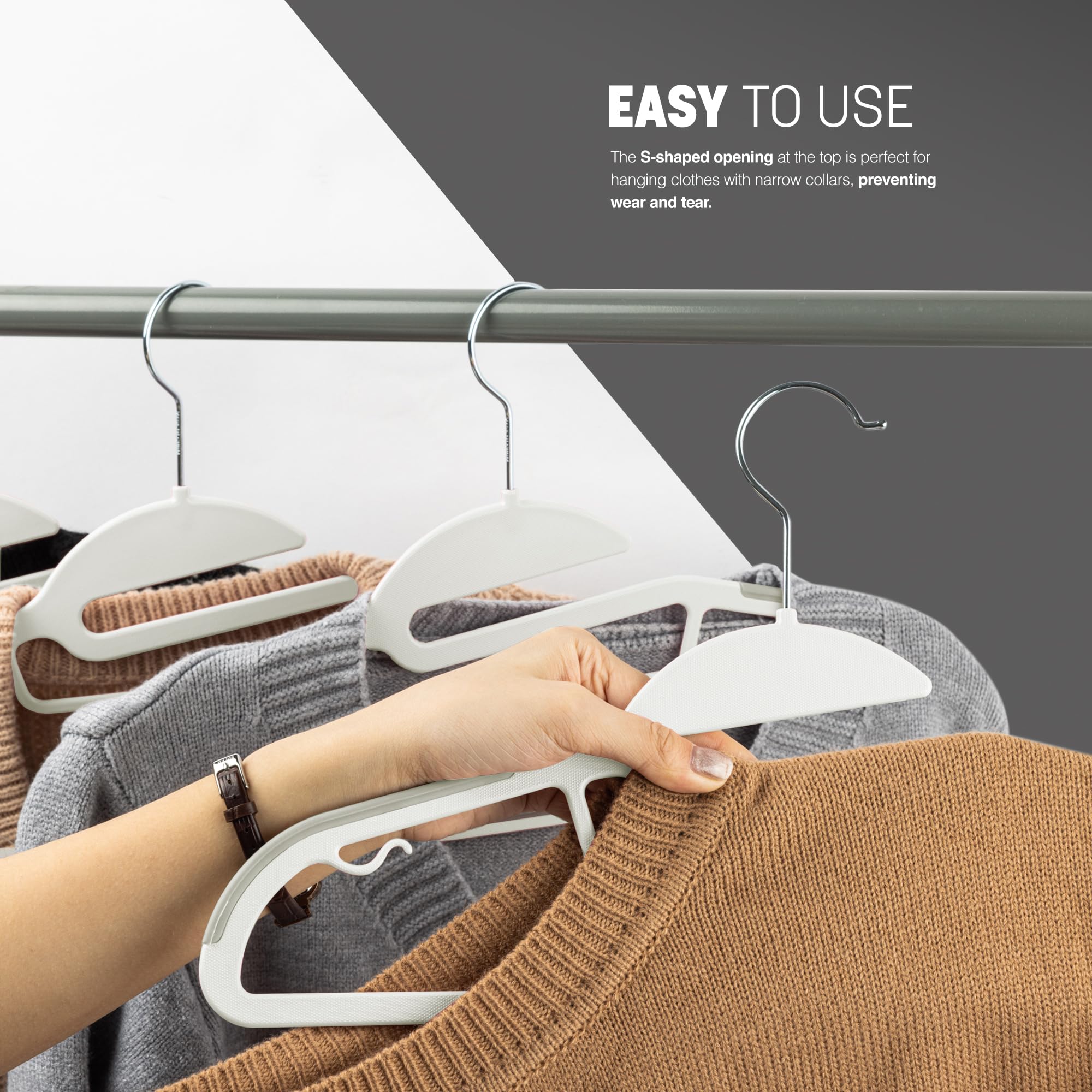 KEPLIN 50-Pack Non-Slip Hangers - Slimline Design, 360° Swivel Hooks, Durable Plastic 5