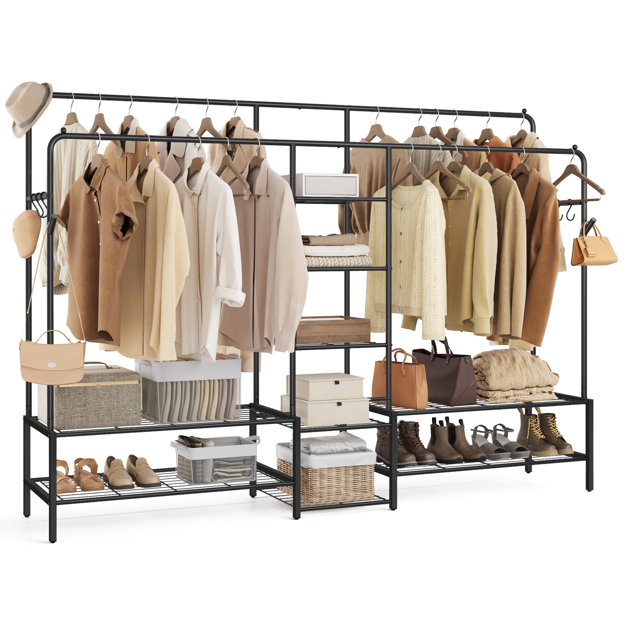 SONGMICS Open Wardrobe Clothes Rack - 4 Rails, 9 Shelves | Alloy Steel | Black 1