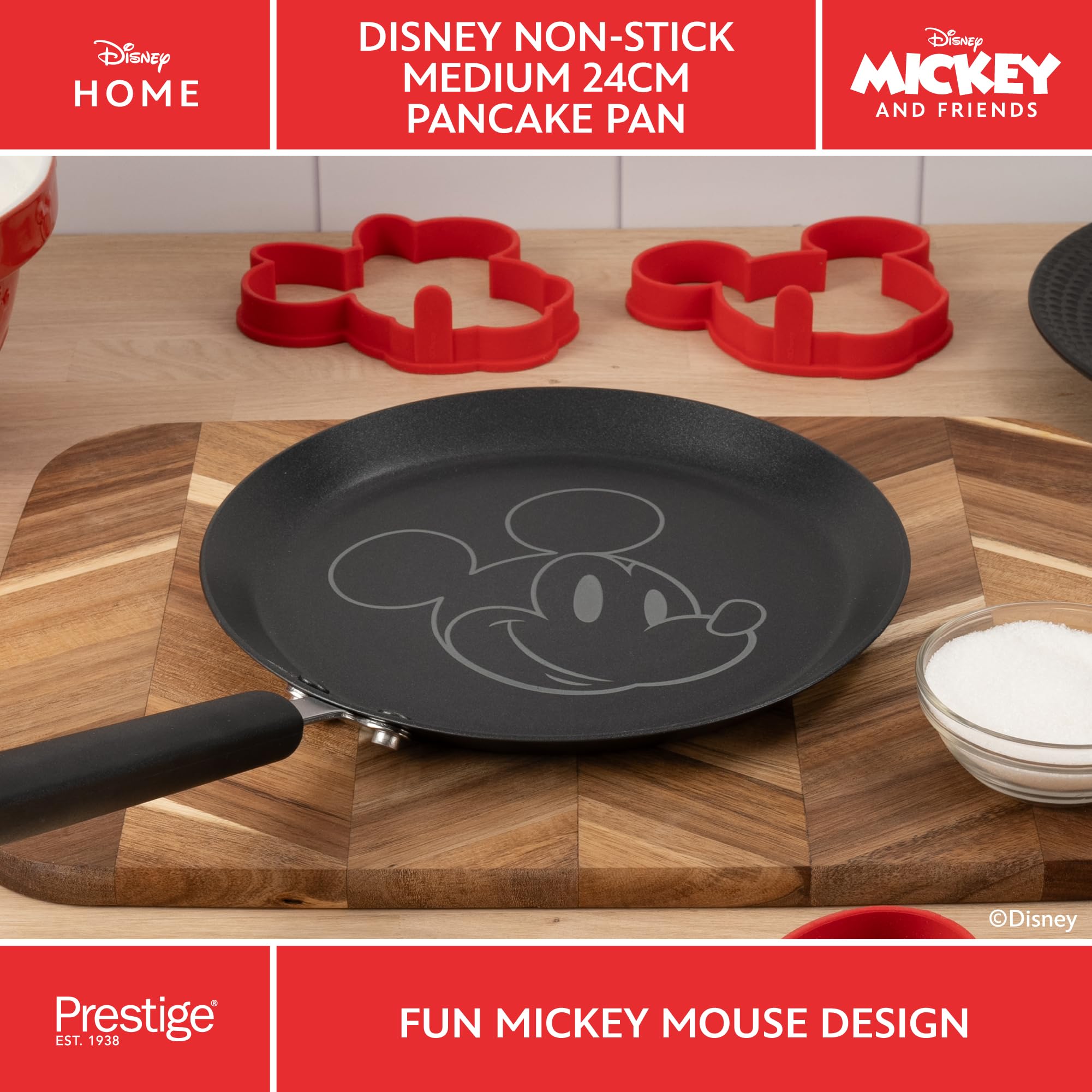 Prestige Disney Induction Pancake Pan - 24cm Non-Stick, Mickey Design, Dishwasher Safe, Grey 3