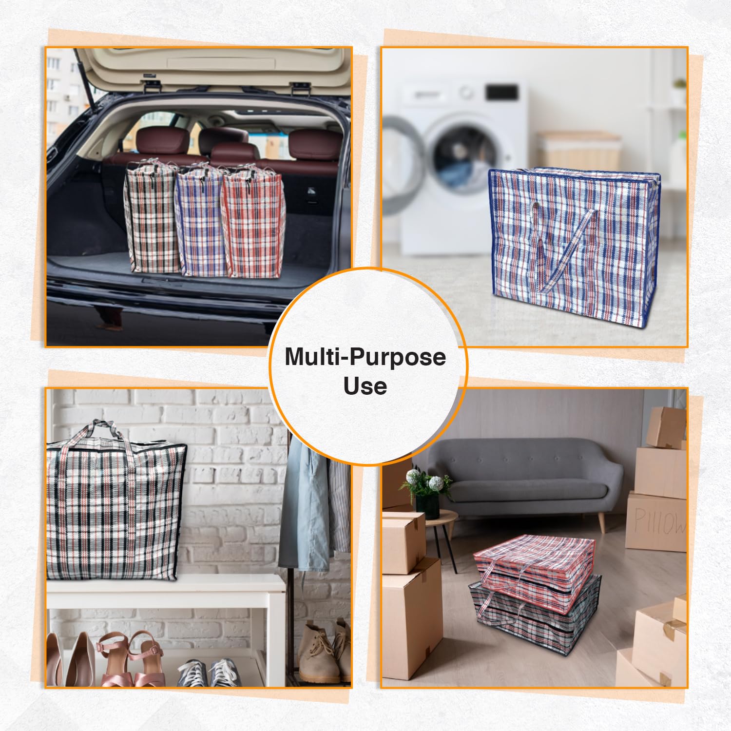 ANSIO Large Laundry Bags - Pack of 3 Assorted Reusable Storage Bags | 60x25x50 cm 6