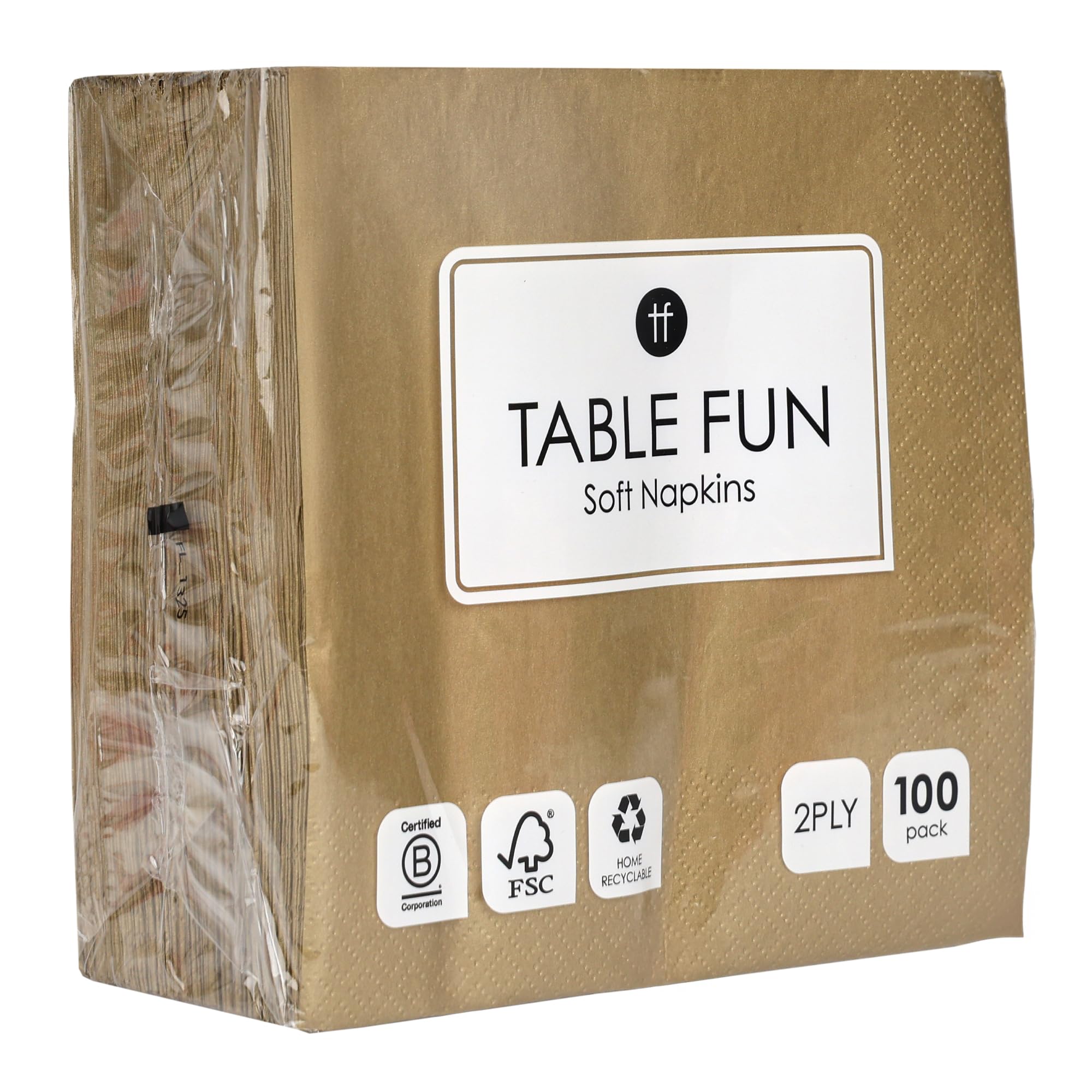 Talking Tables Soft Gold Paper Napkins - 100 Pack, 2ply, 33cm Unfolded | Quilted Diamond Pattern 1