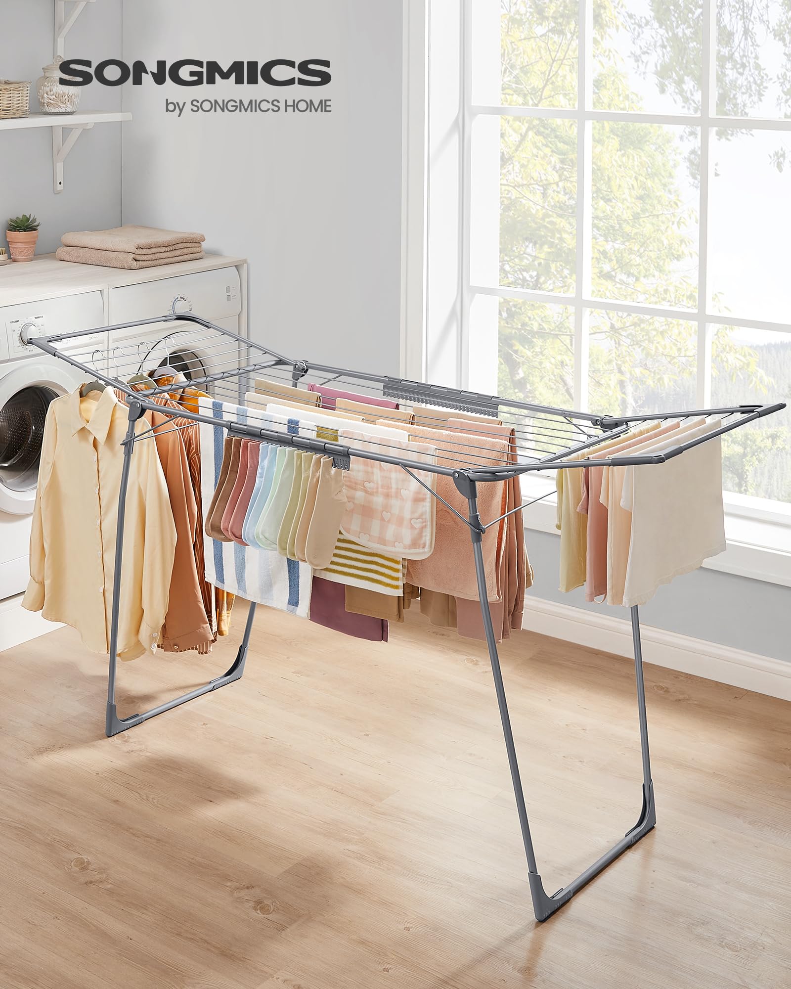 SONGMICS Clothes Drying Rack - 18m Drying Space | 18kg Capacity | Foldable Metal Airer 3