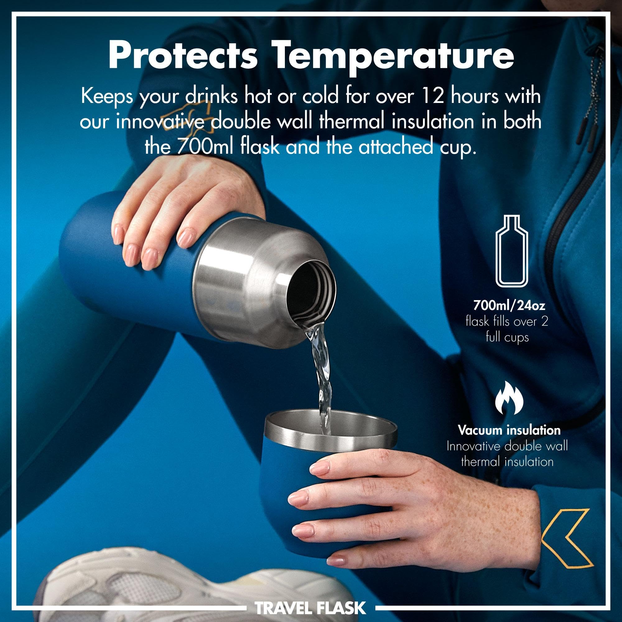 Ion8 ThermoShield Vacuum Insulated Flask - 700ml | Keeps Hot/Cold 12+ Hrs | Deep Teal
