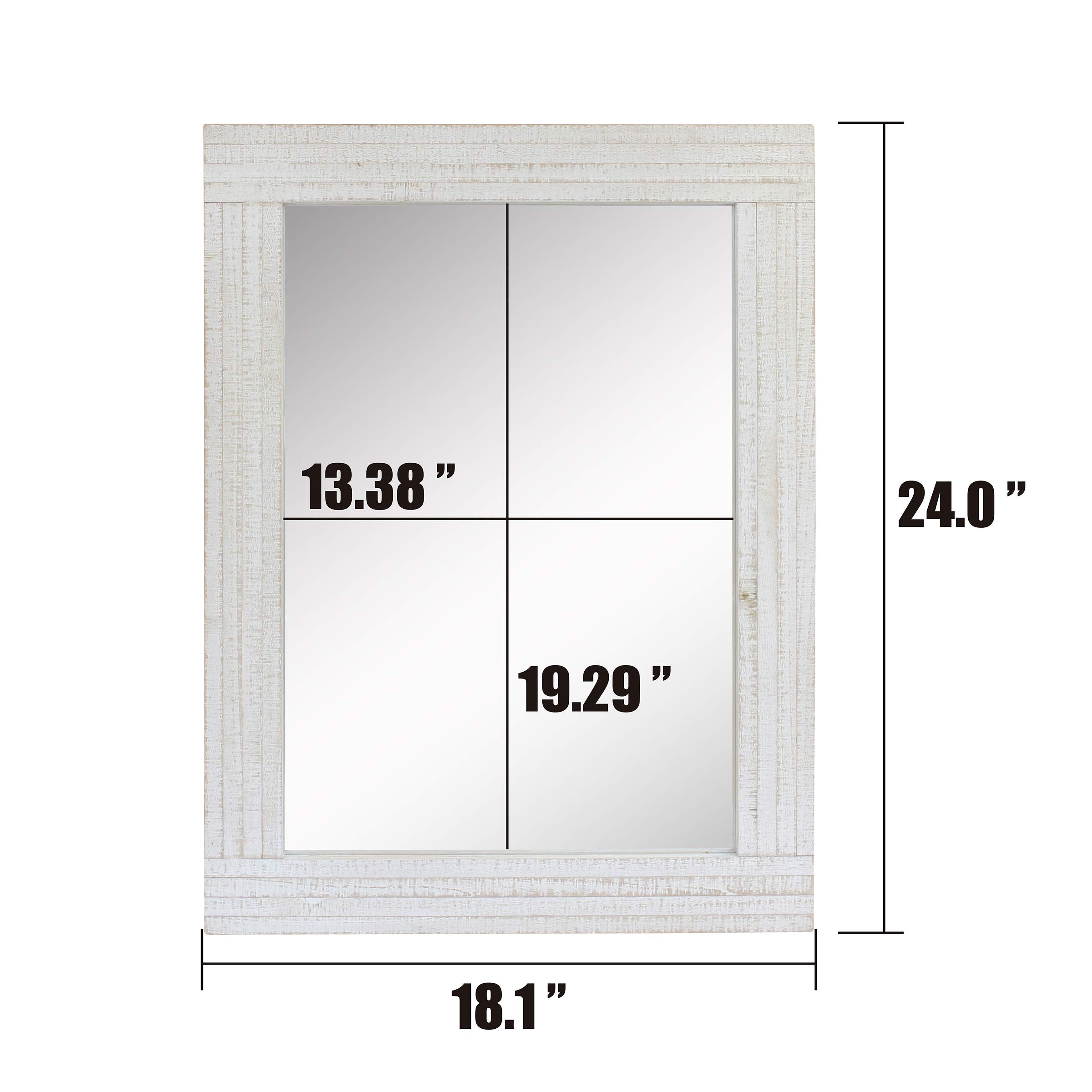 Stonebriar Rustic Rectangular Wall Mirror - Worn White Wood Frame | 24" x 18" 6