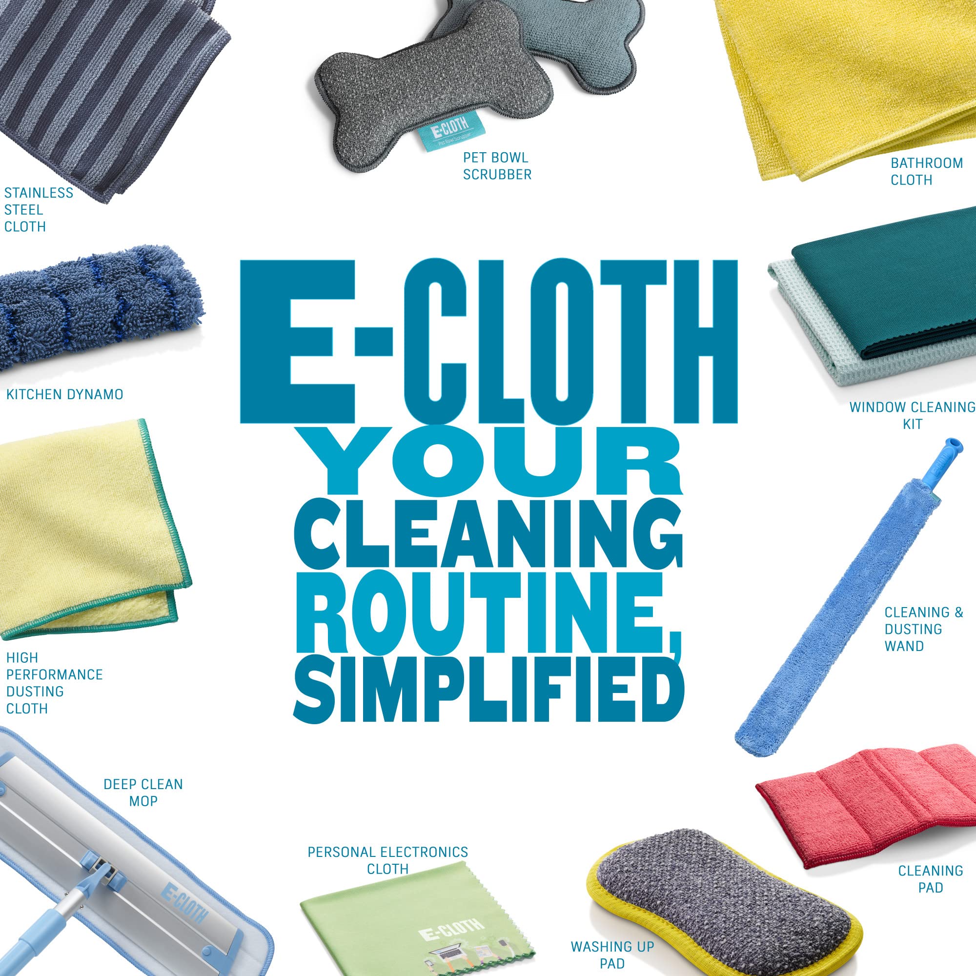 E-Cloth General Purpose Microfibre Cloth - 4 Pack | Removes 99% Bacteria | Reusable 7
