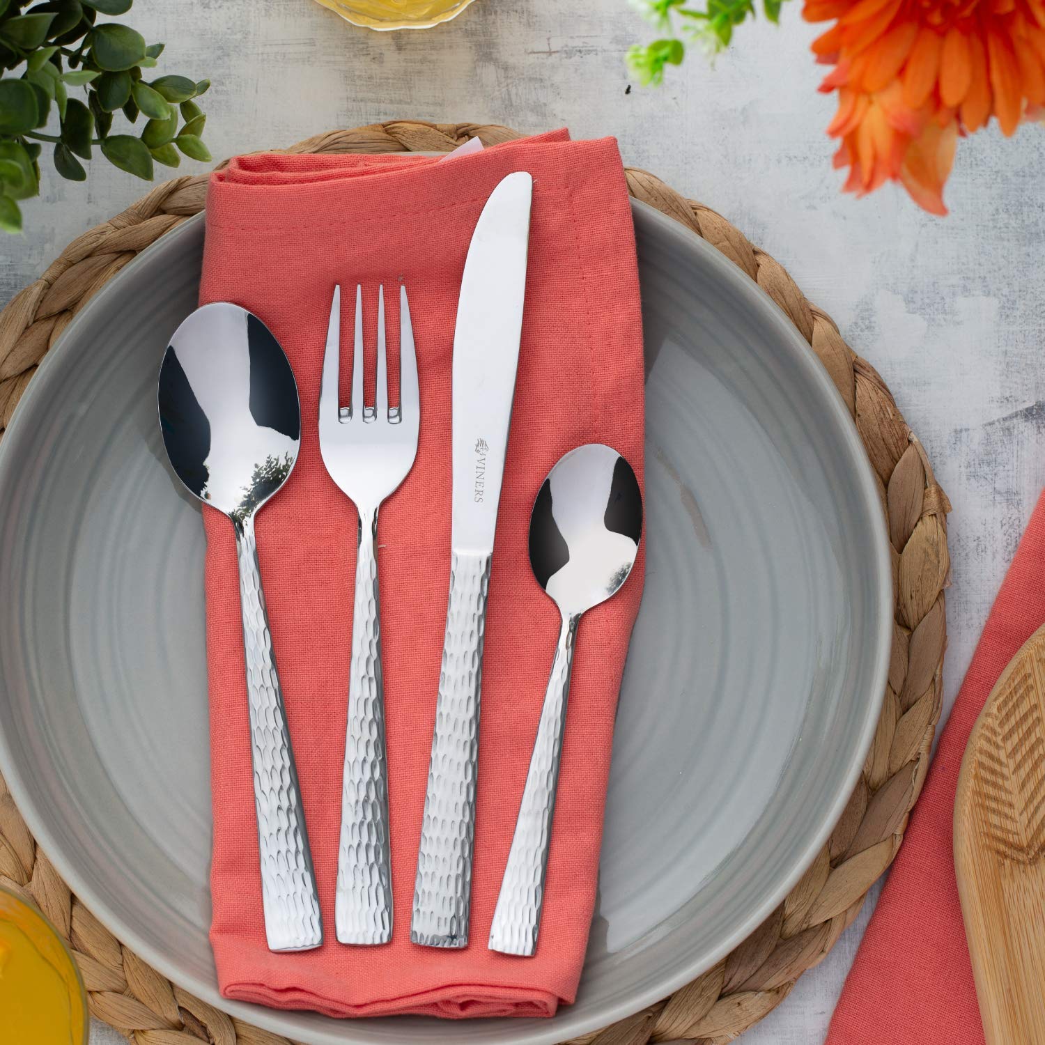 Viners Everyday Glisten 18/0 Stainless Steel 16pc Mixed Cutlery Set | Hammered Texture | Dishwasher Safe 5
