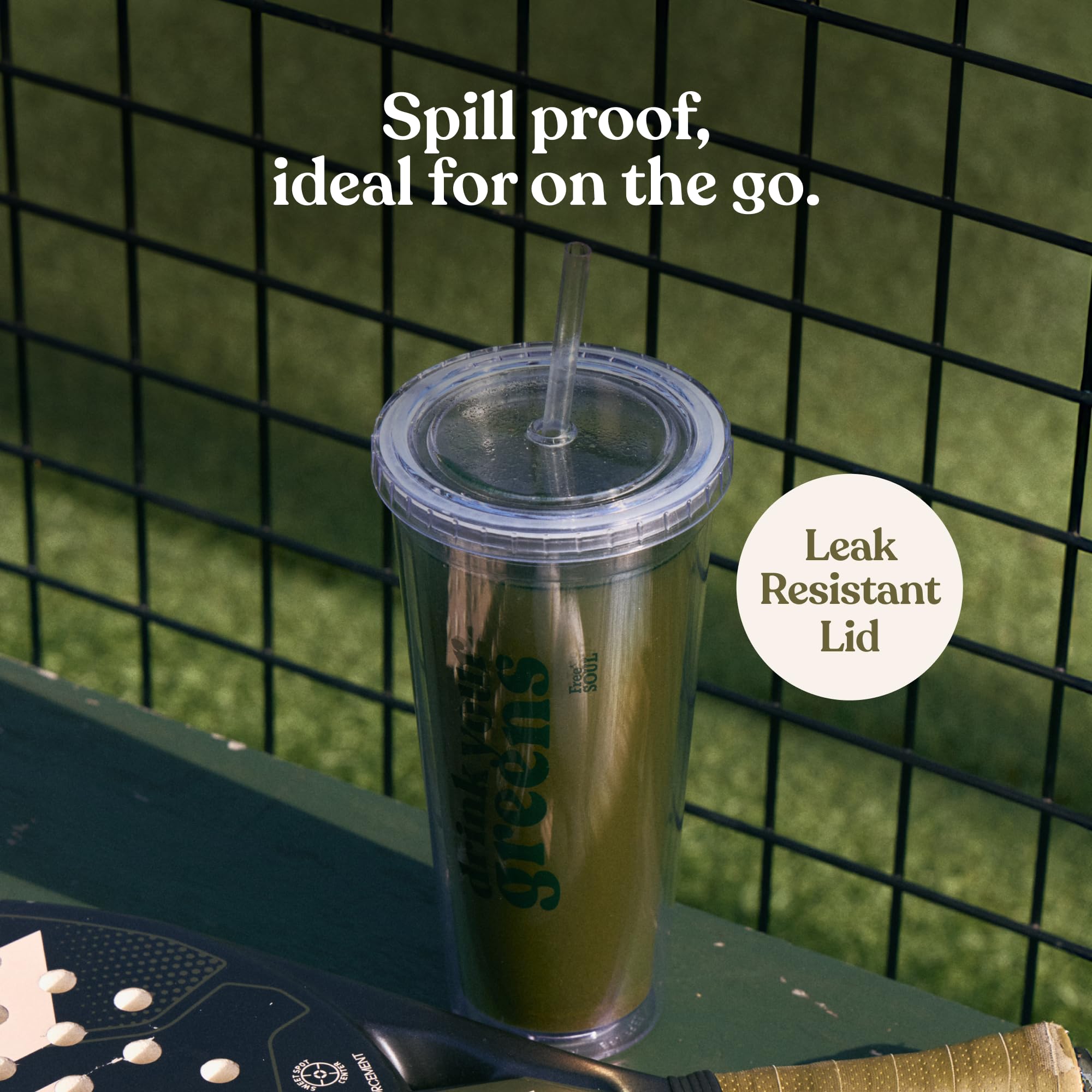 Free Soul Portable Tumbler - 750ml Capacity | Leak Proof Straw Lid | Greens Sip Cup 4