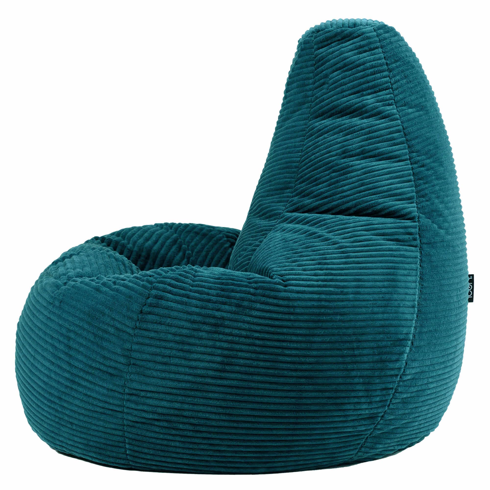 icon Dalton Cord Bean Bag Chair - Supportive Recliner Shape | Teal Green | Large Adult Size 8