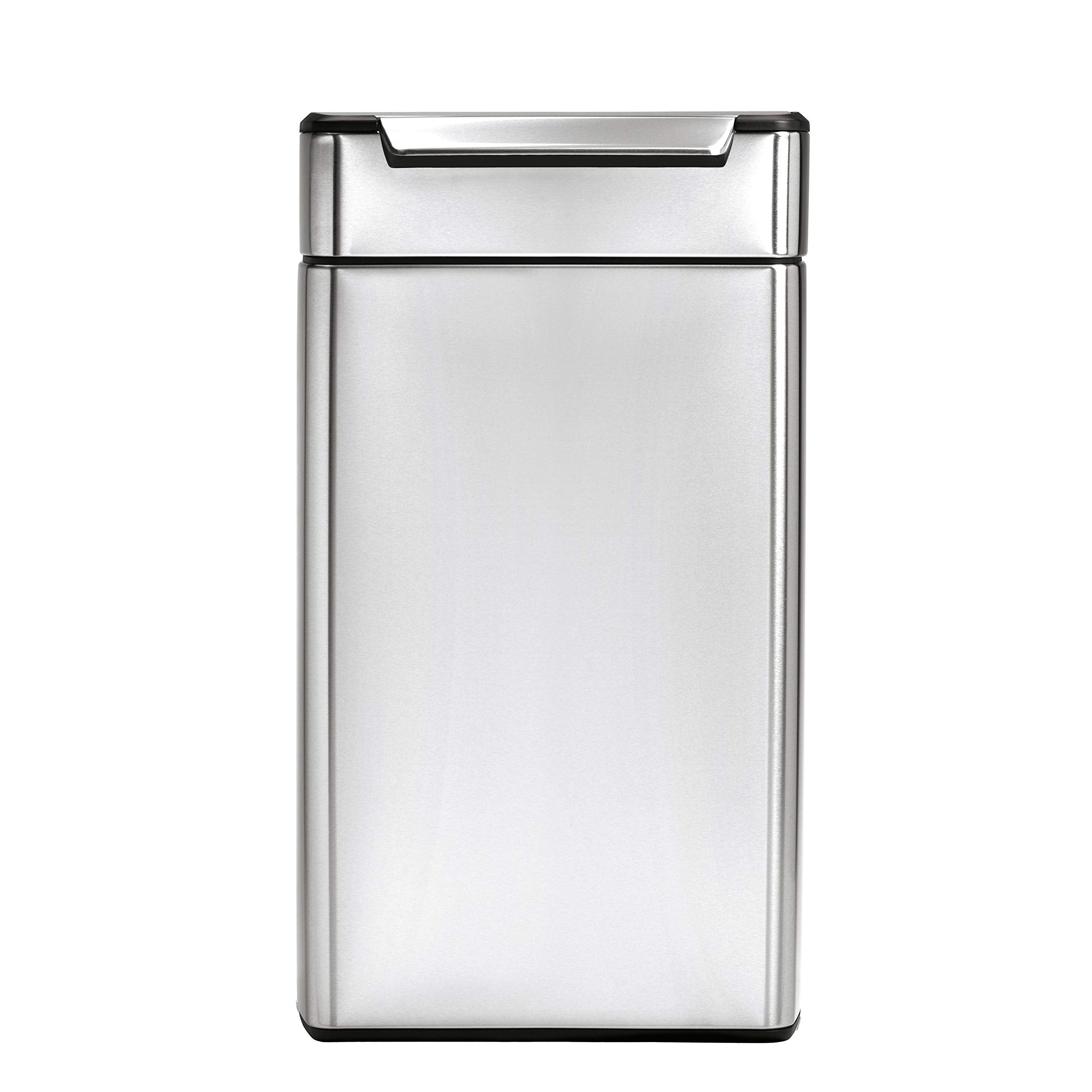 simplehuman CW2014 40L Rectangular Touch-Bar Kitchen Bin | Brushed Stainless Steel | Easy Open 2