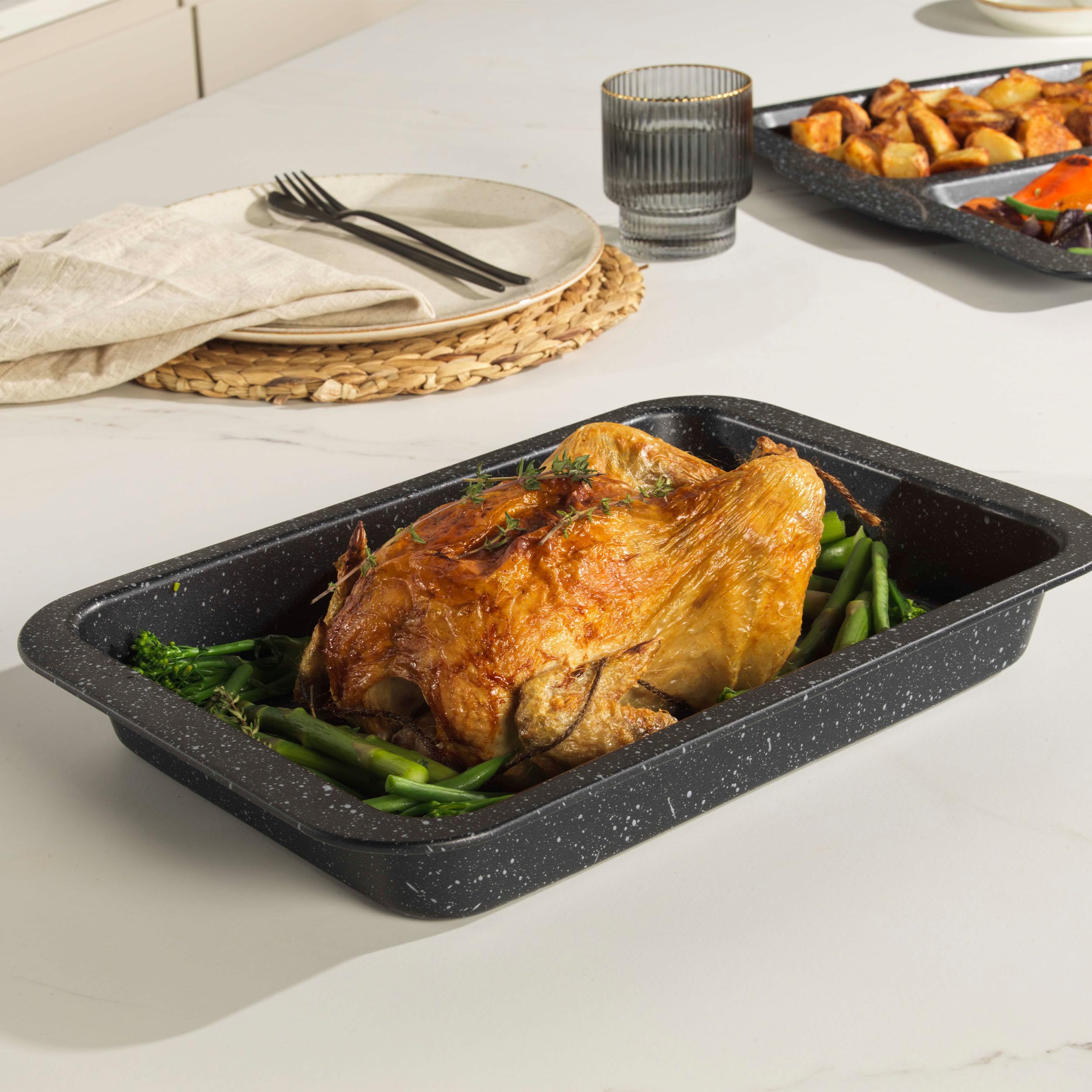 Salter Megastone BW07032EU7 36 cm Rectangular Roasting Tray | Carbon Steel | Oven Safe to 220°C 7