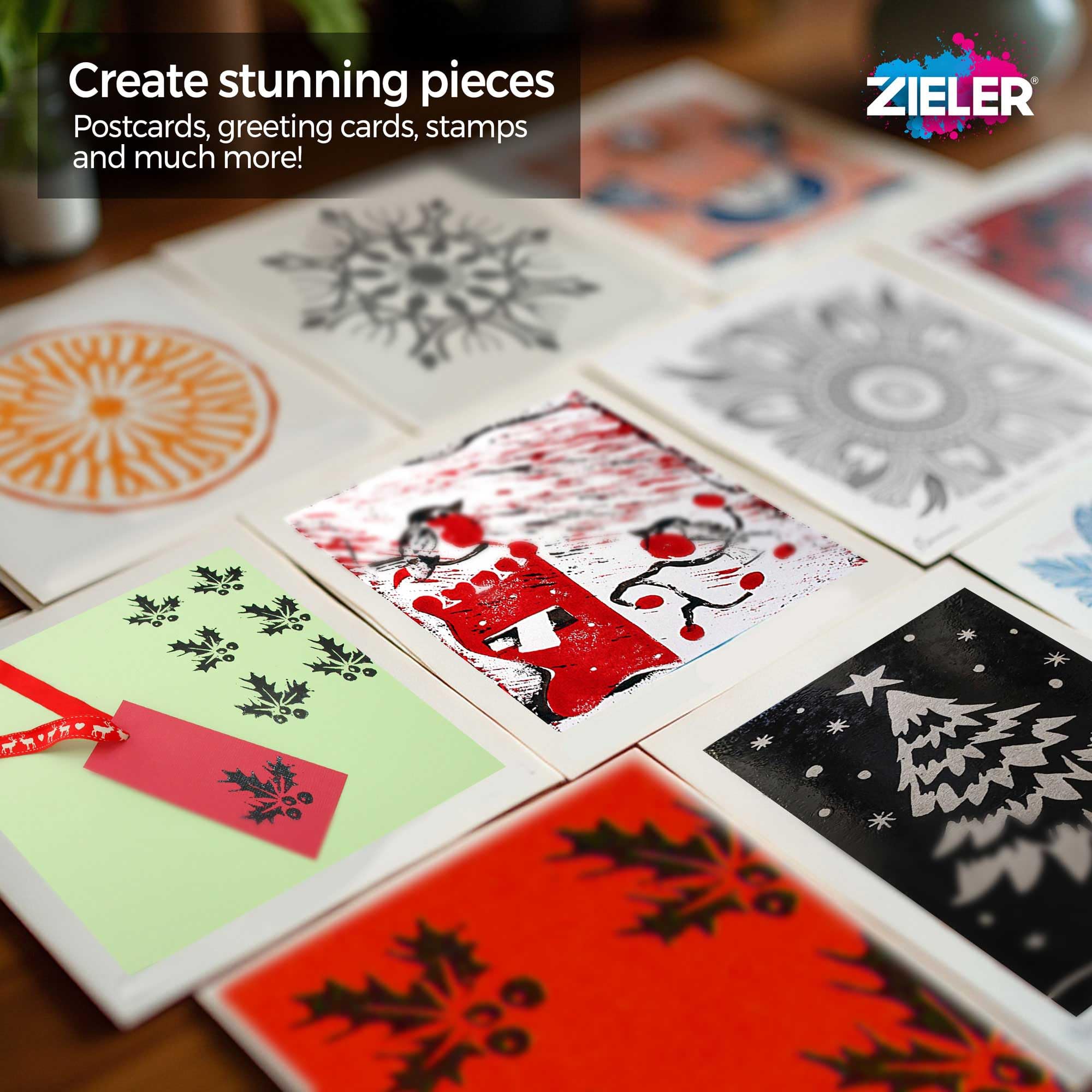 Zieler Lino Sheets - A5 Lino Printing Block Sheets | Double-Sided | 3mm Thick 7