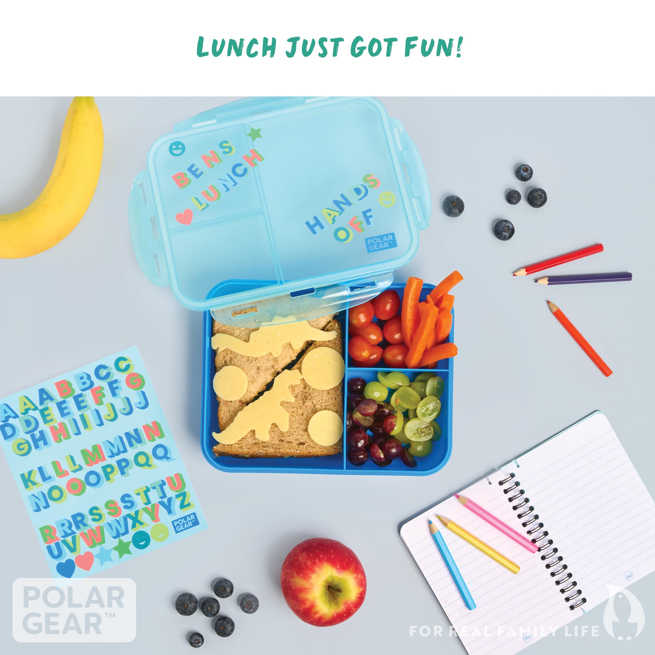Polar Gear Decorate Me Lunch Box - 3 Compartments, Leakproof, Personalization Stickers | Lilac/Rose 7