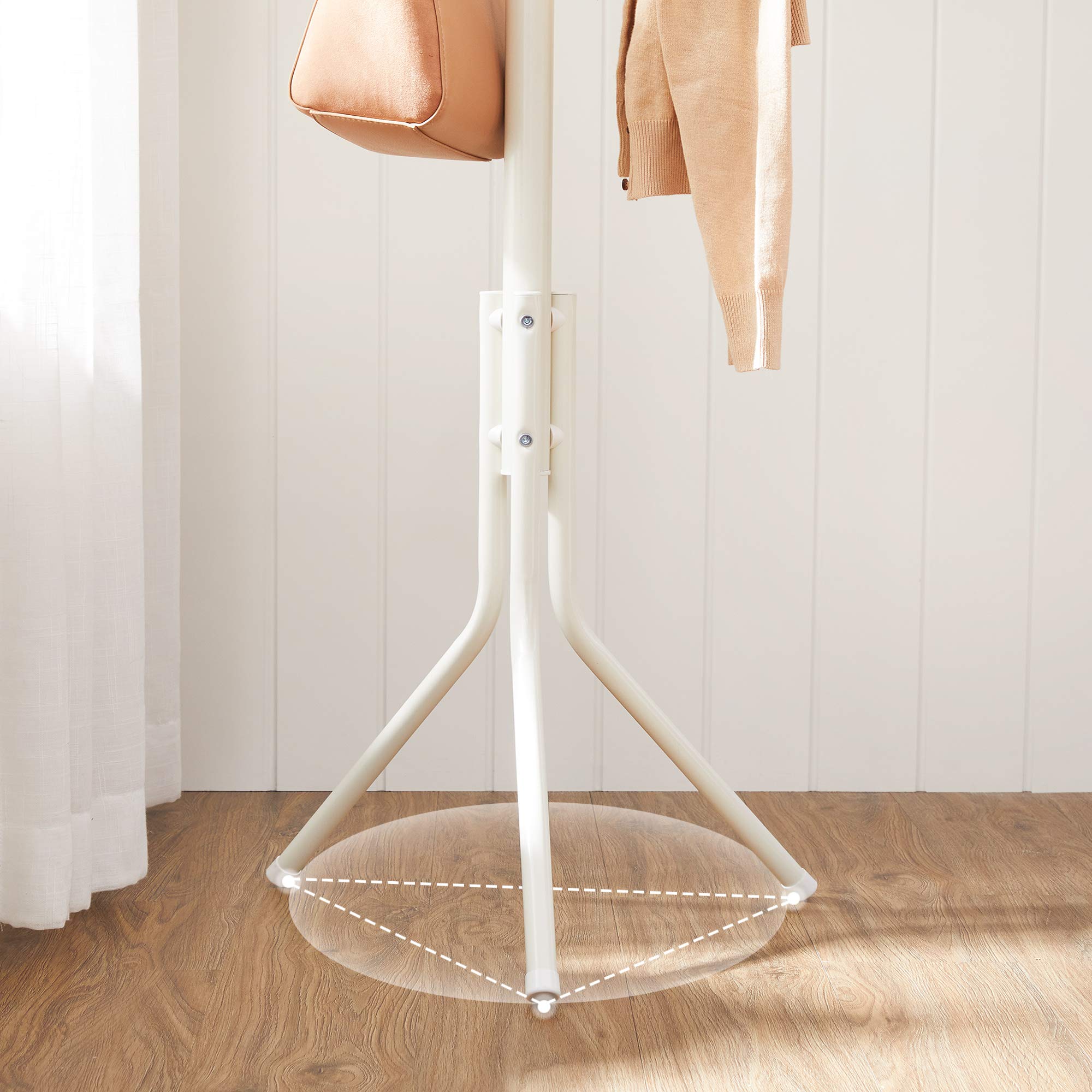 SONGMICS Metal Coat Rack Stand - White Finish, 12 Hooks, Tripod Base | 182H cm 6