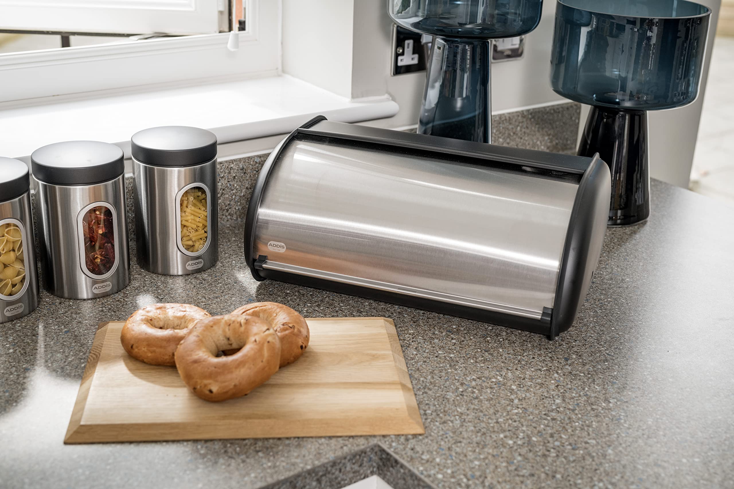 Addis Stainless Steel Bread Bin - 22L Capacity | Fingerprint Resistant | Rolling Lid 6
