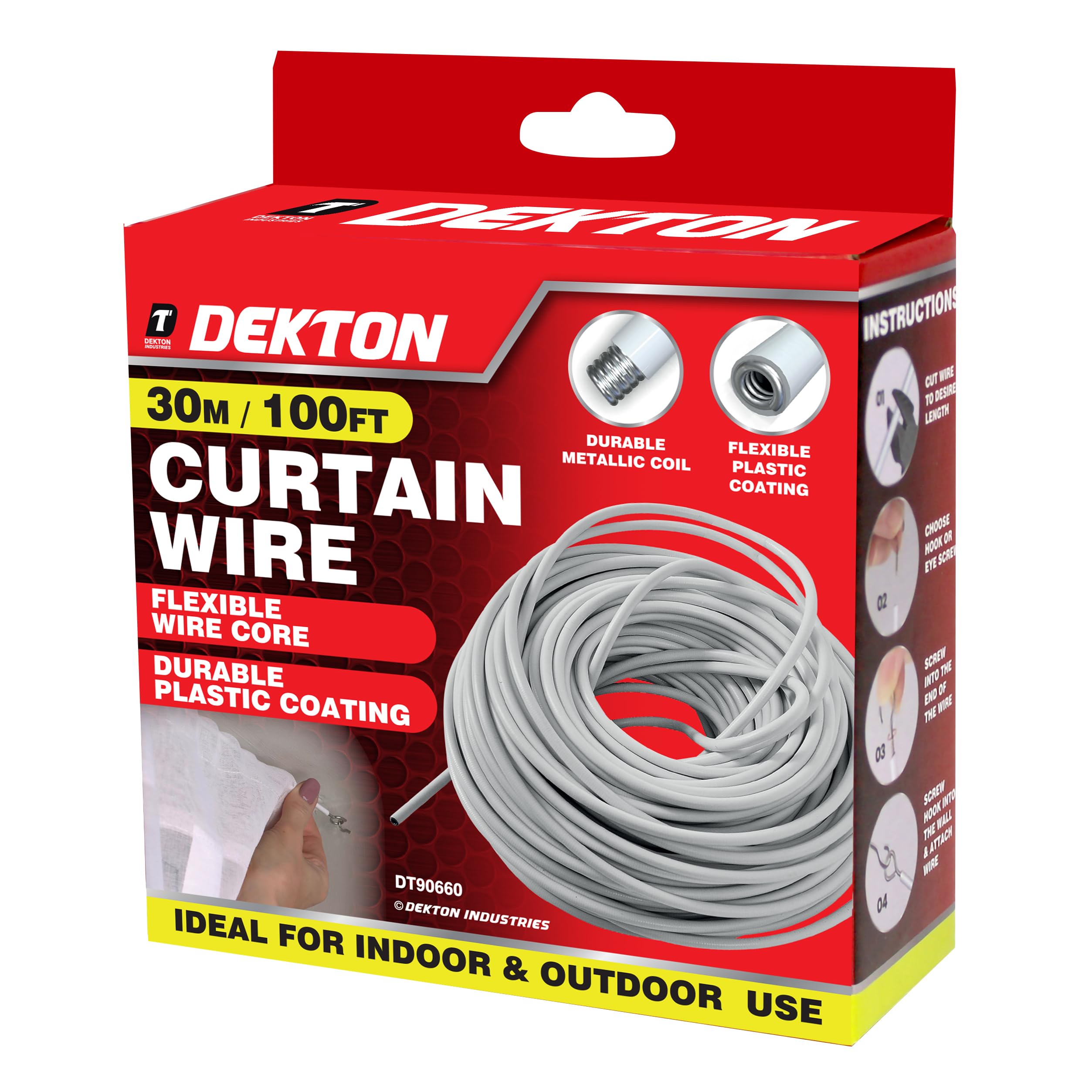 DEKTON 30M Heavy Duty Flexible Curtain Wire for Hanging Curtains, Nets, Voiles | Rust Resistant 1