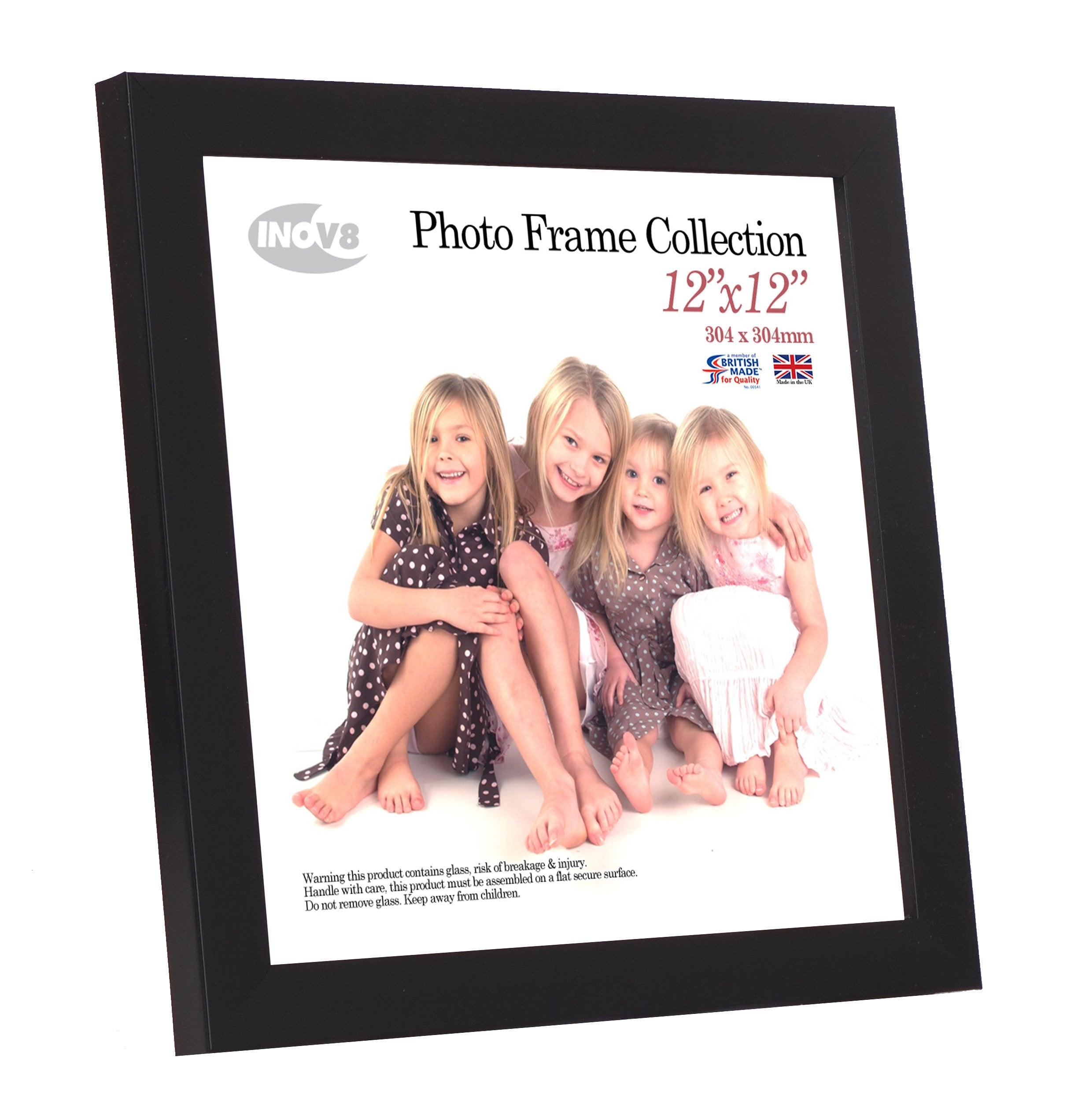 INOV8 Wood Photo Frame - 12x12 Inch | Satin Black | Interchangeable Mat | Wall & Tabletop 2