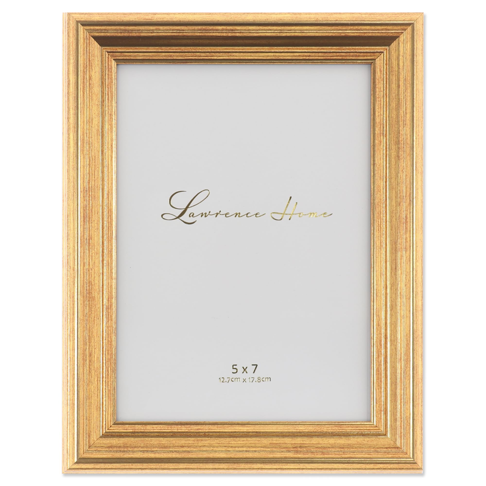 Lawrence Frames Sutter Burnished Gold Picture Frame - 5x7 Inch Photo Size | Tabletop & Wall Mount 1
