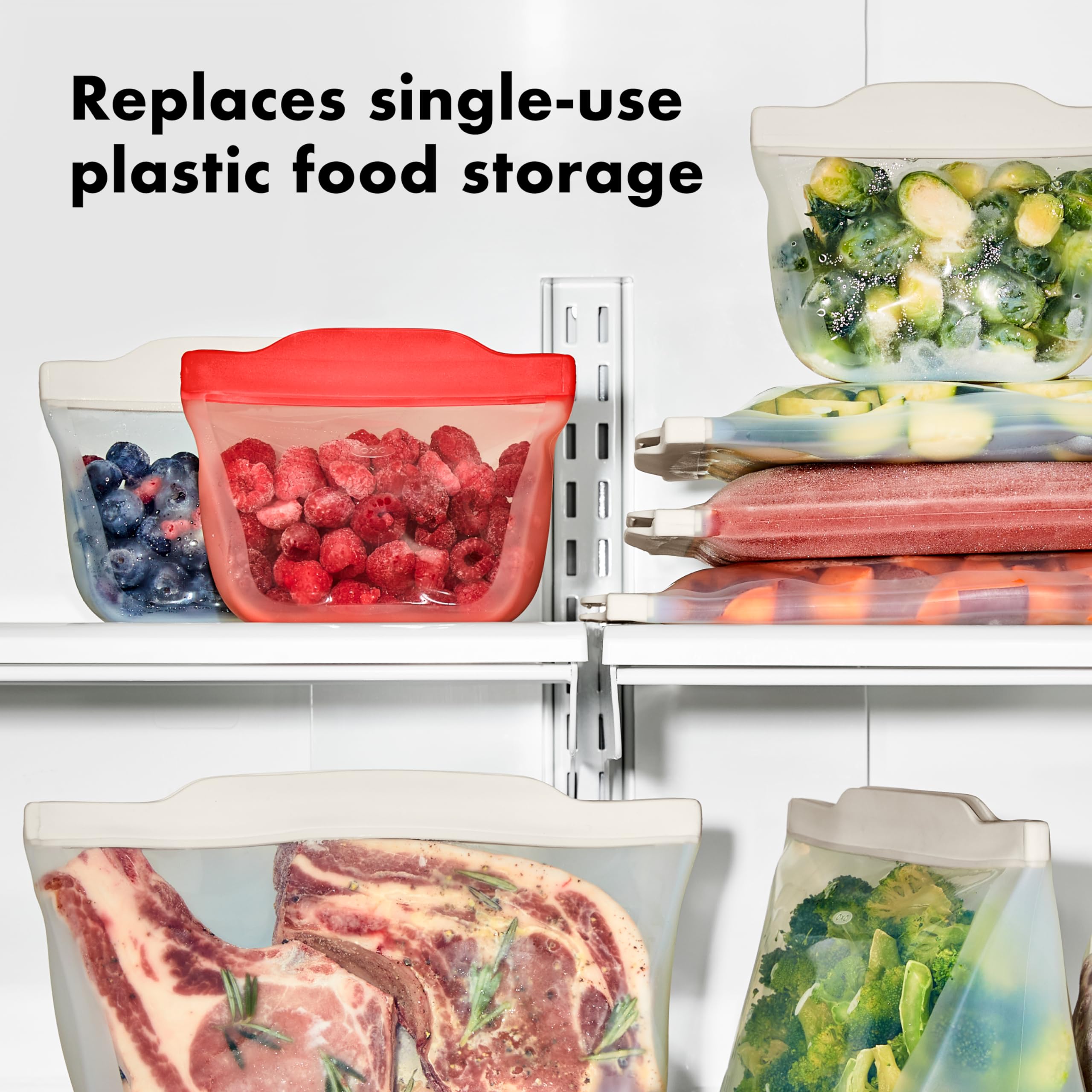 OXO Good Grips Reusable Silicone Stand-Up Snack Bag - 335mL (12 oz) | Oat Color 5