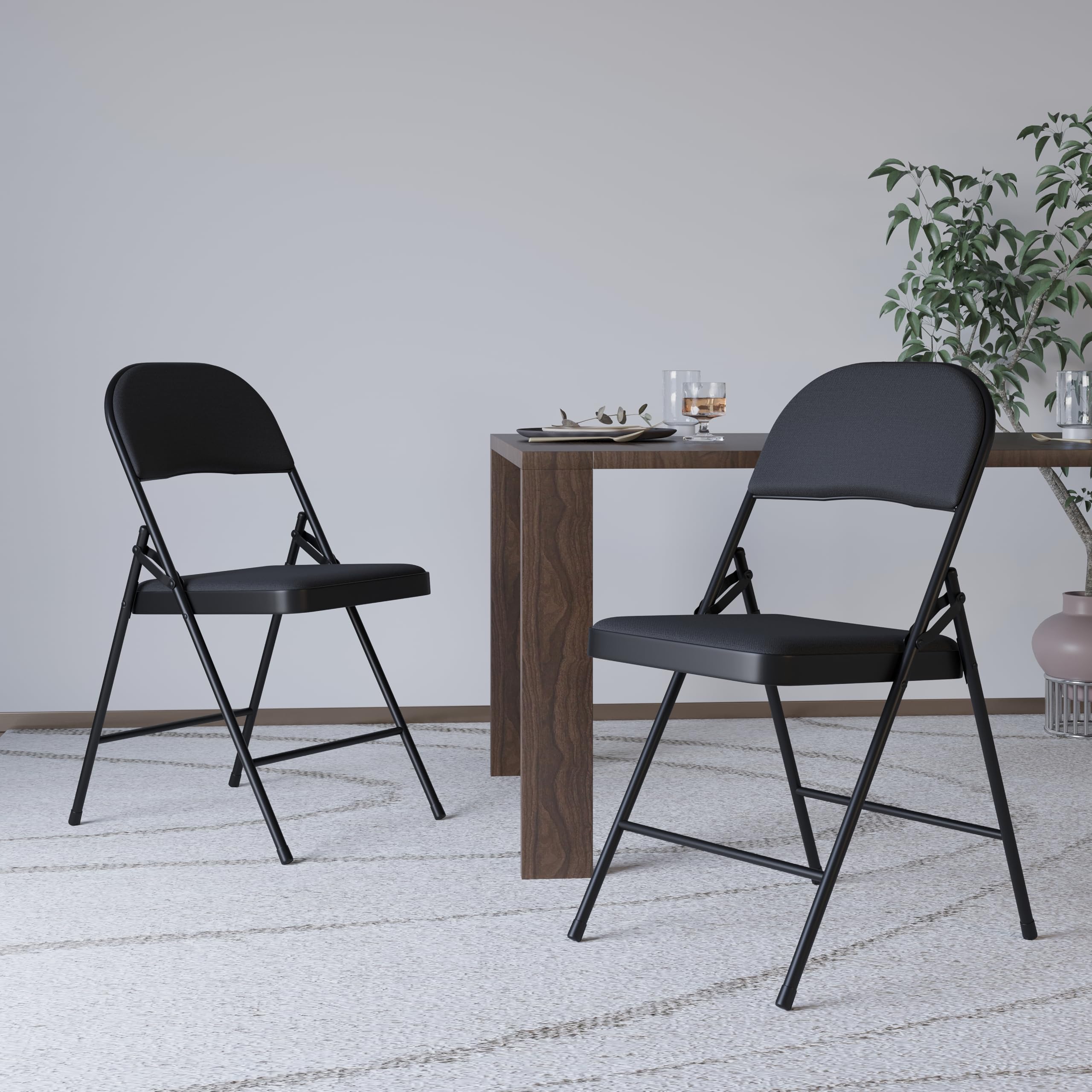 Build Rapido Padded Folding Chair - Heavy Duty Steel Frame | Black | Oversized 4