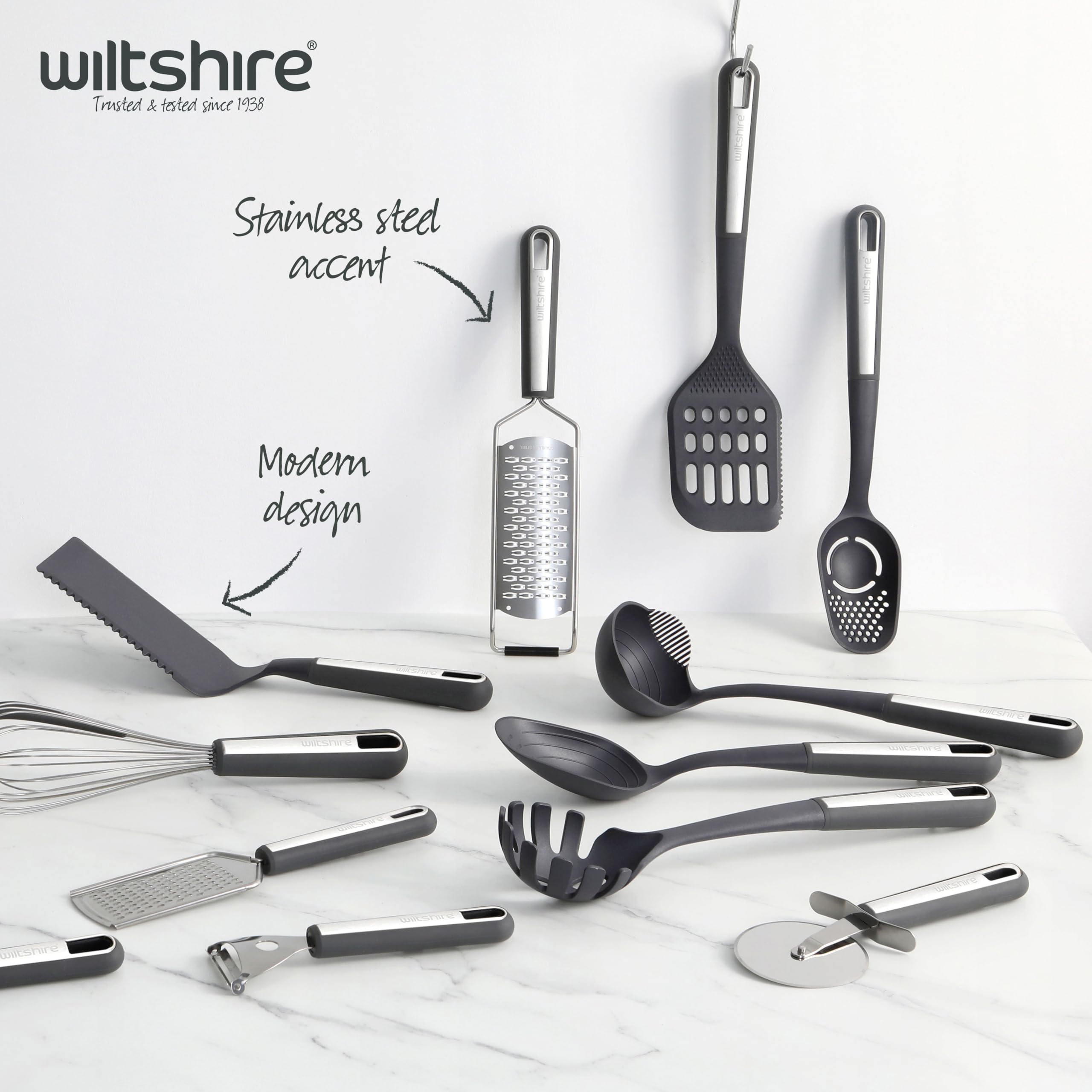 Wiltshire Aspire Soup Ladle - Non-Stick Safe Head, Heat Resistant up to 200°C, Anti-Slip Handle | Grey & Silver 3