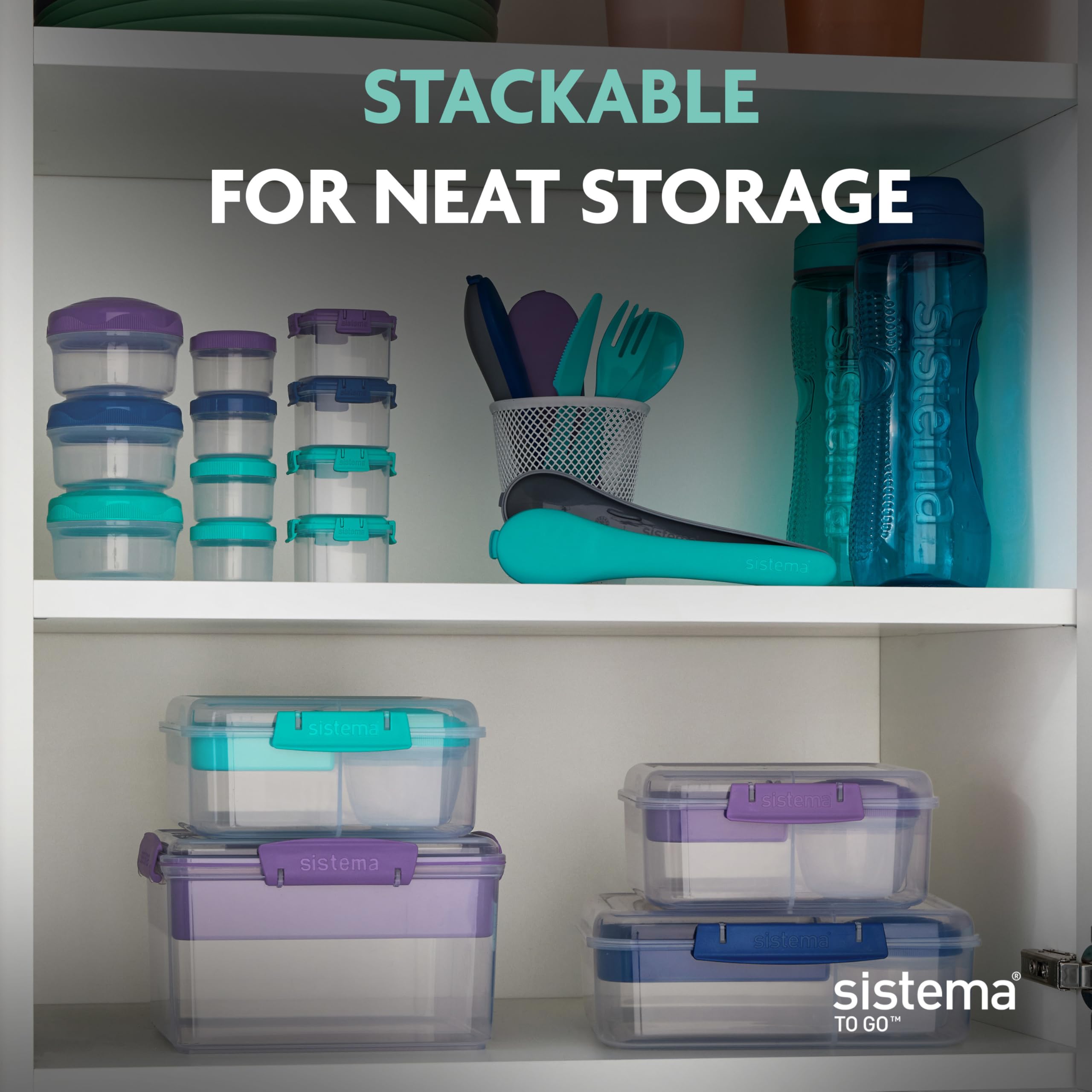 Sistema TO GO Bento Box Cube - 1.25 L Capacity | Minty Teal Lunch Box with Snack Pot | BPA-Free 6