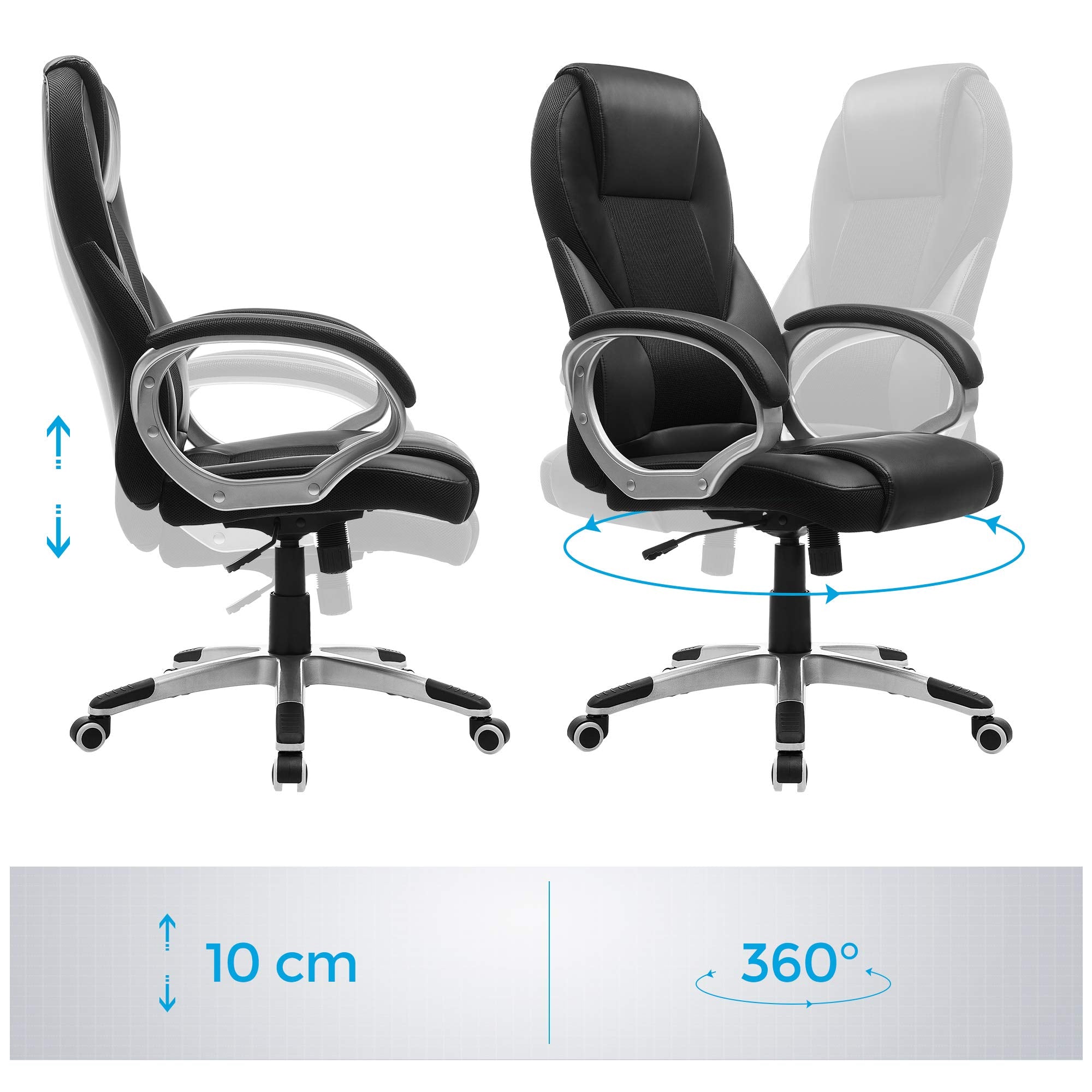 SONGMICS Ergonomic Executive Desk Chair - Adjustable Height, High Back, Black PU | Supports up to 150 kg 6
