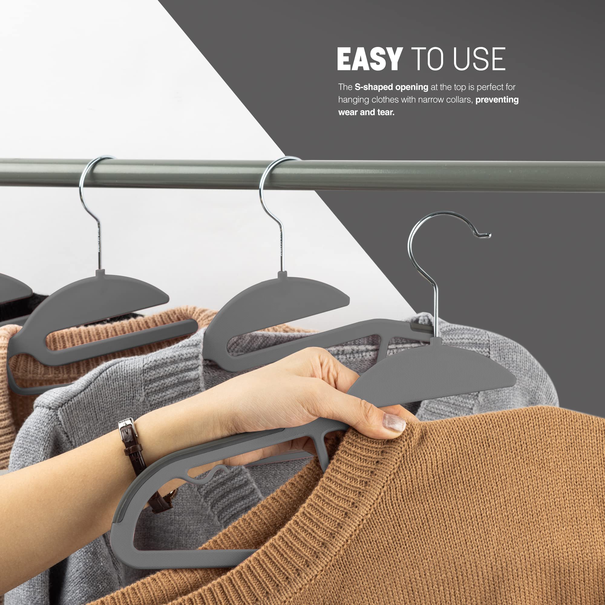 KEPLIN 20-Pack Non-Slip Velvet Hangers - Slimline Space Saving with 360° Swivel Hooks 5