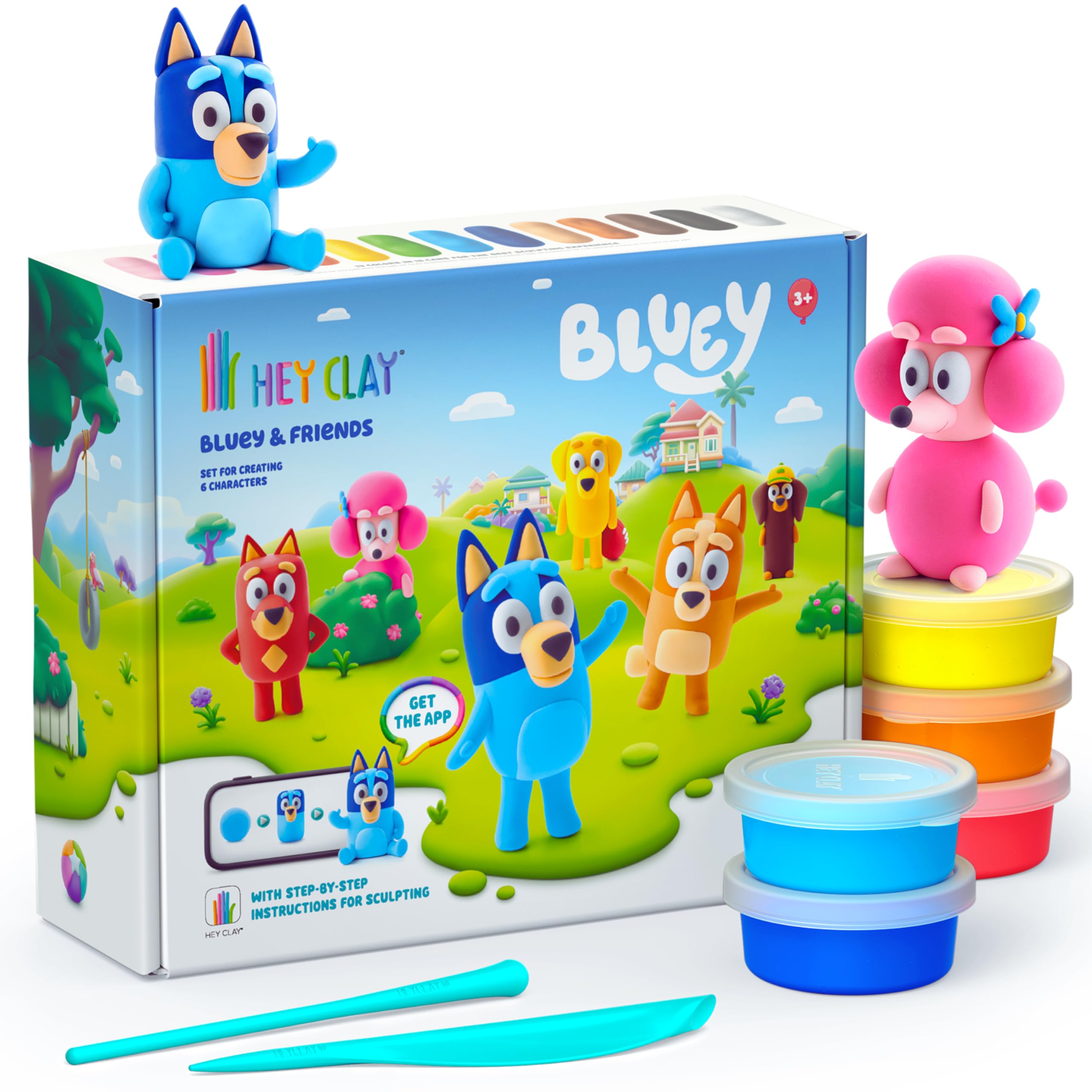 HEY CLAY Bluey & Friends Set - 15 Cans Air Dry Clay with Sculpting Tool | Ages 3+ 1