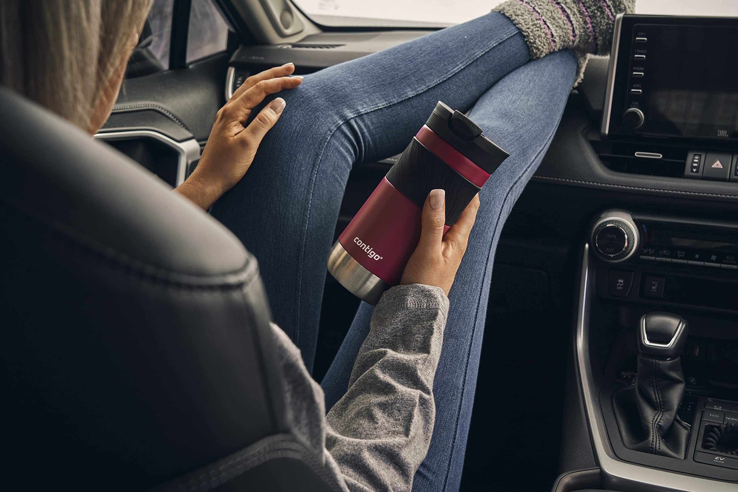 Contigo Byron Snapseal Travel Mug - 470 ml Stainless Steel Thermal Mug | Keeps Hot 7 Hrs, Cold 12 Hrs | Dragon Fruit 5