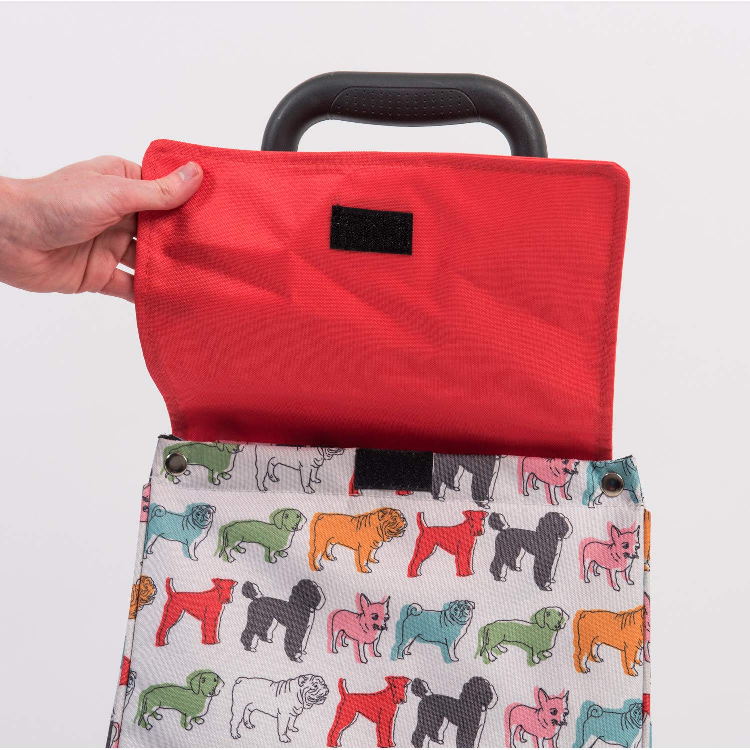 Sabichi Pug Multicoloured Shopping Trolley - 40L Capacity | 20kg Max Load | Insulated Liner 3