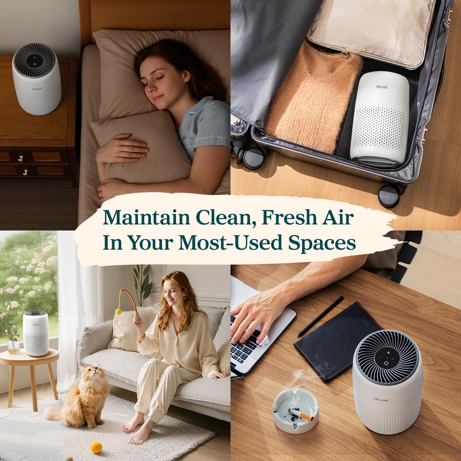 Levoit Core Mini Air Purifier for Home & Bedroom | 3-Layer HEPA Filter | 34㎡ Coverage | Aroma Pad 5
