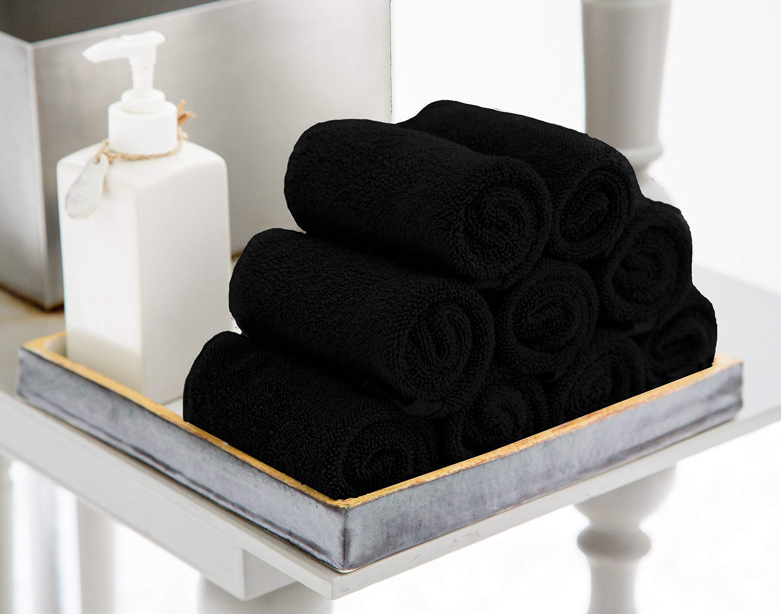 Utopia Towels 100% Ring Spun Cotton Washcloths Set - Black, 12 Pack, 12x12 Inches 7