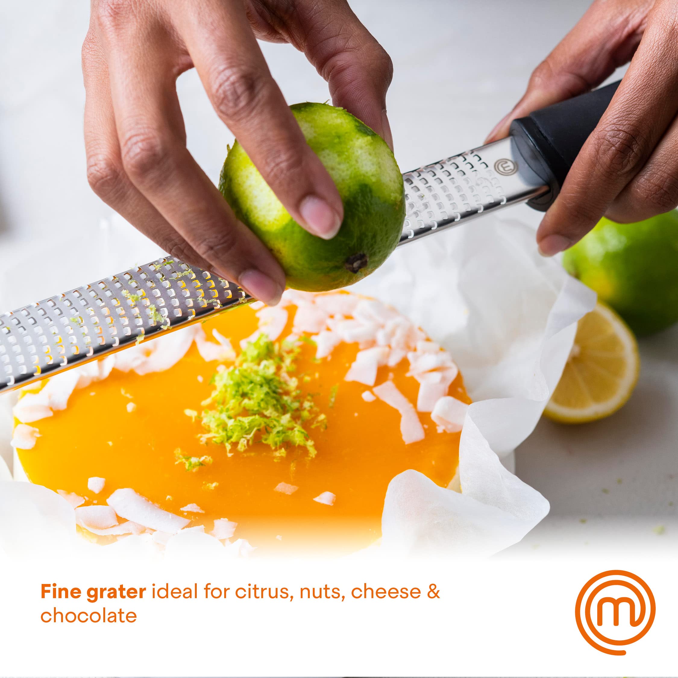 MasterChef Zester Grater - Ultra-Sharp Stainless Steel Blades | Safe Non-Slip Grip | Black 2